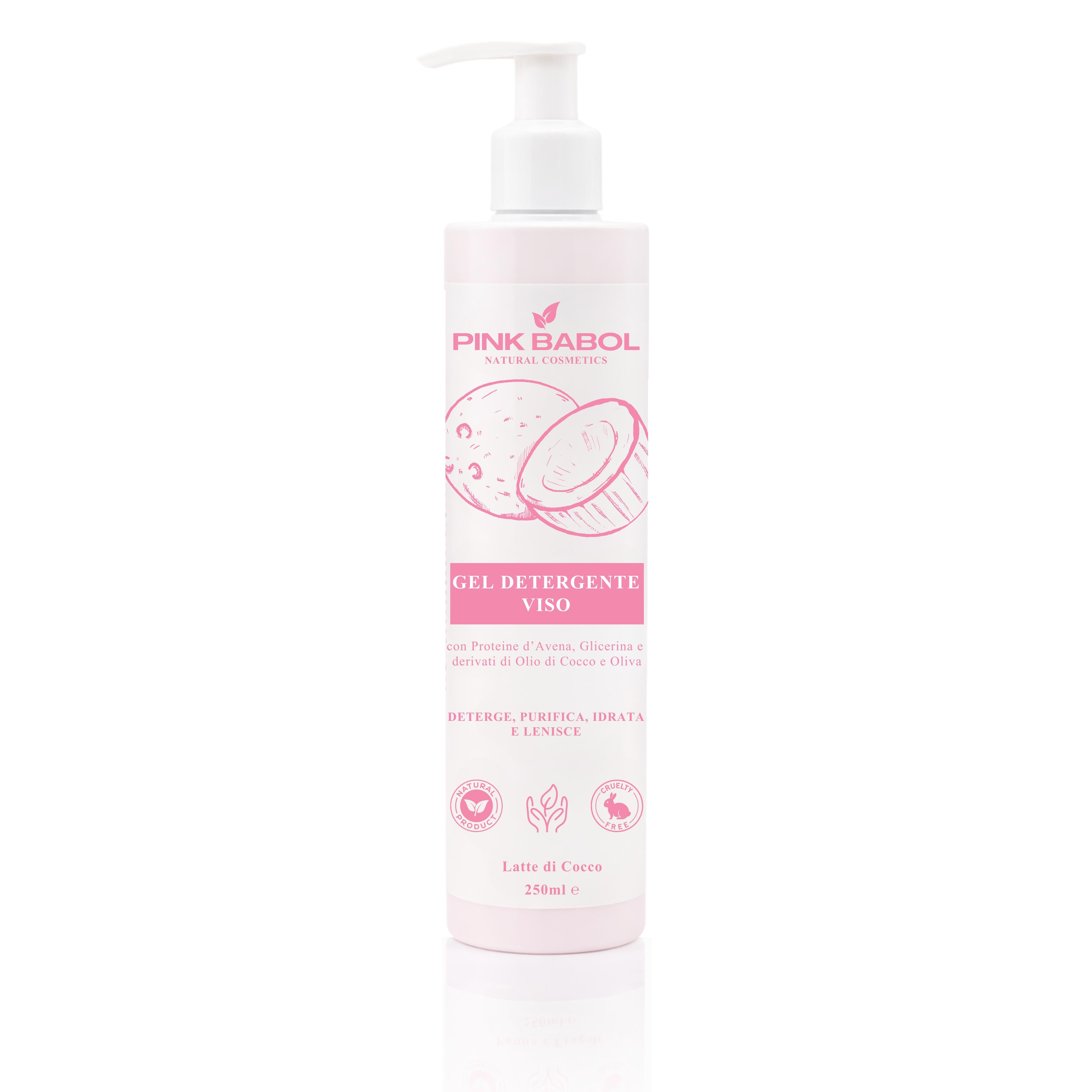 Gel Detergente Viso con Proteine d’Avena, Glicerina e derivati di Olio di Cocco e Oliva – Deterge, Purifica, Idrata e Lenisce-Pink Babol