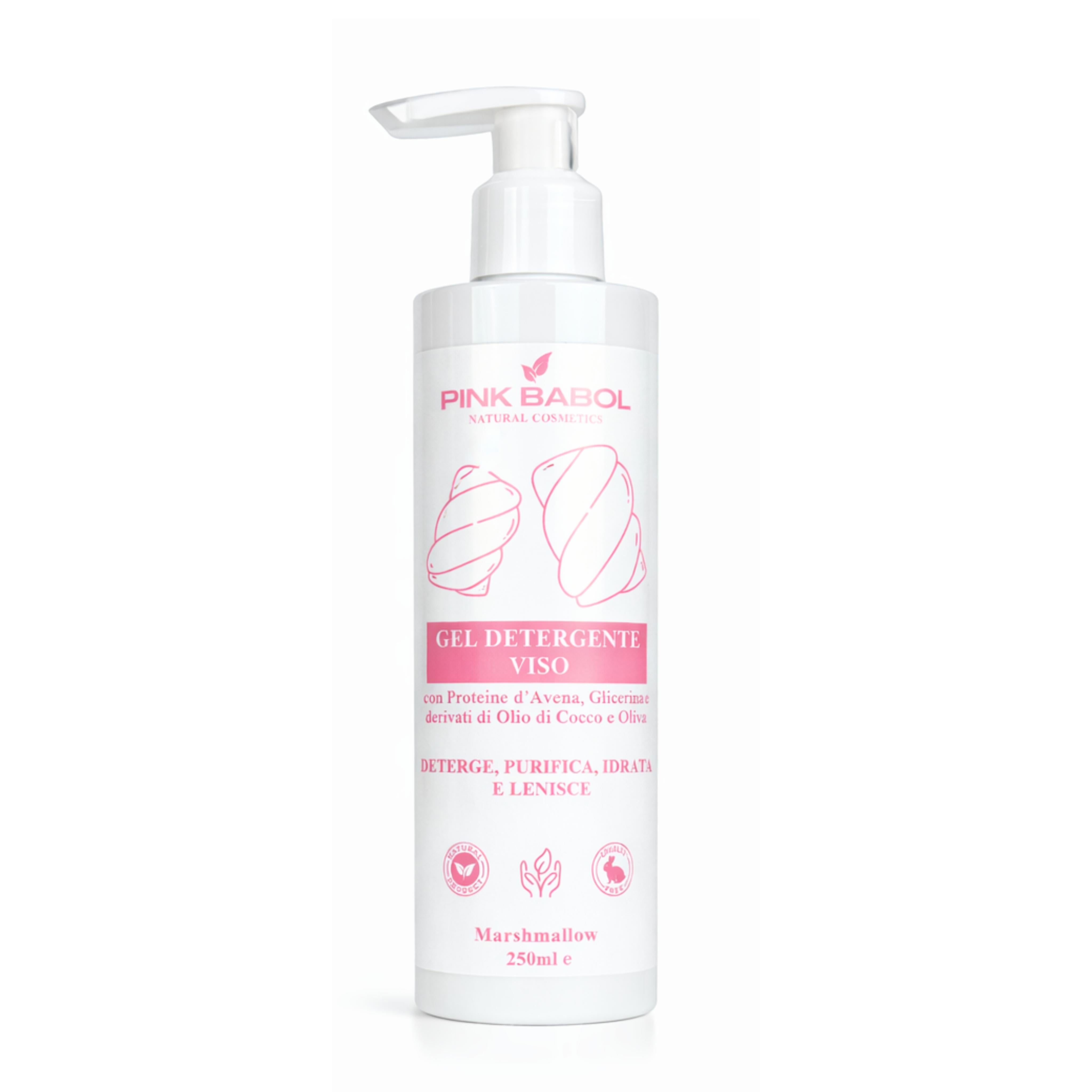 Gel Detergente Viso con Proteine d’Avena, Glicerina e derivati di Olio di Cocco e Oliva – Deterge, Purifica, Idrata e Lenisce-Pink Babol