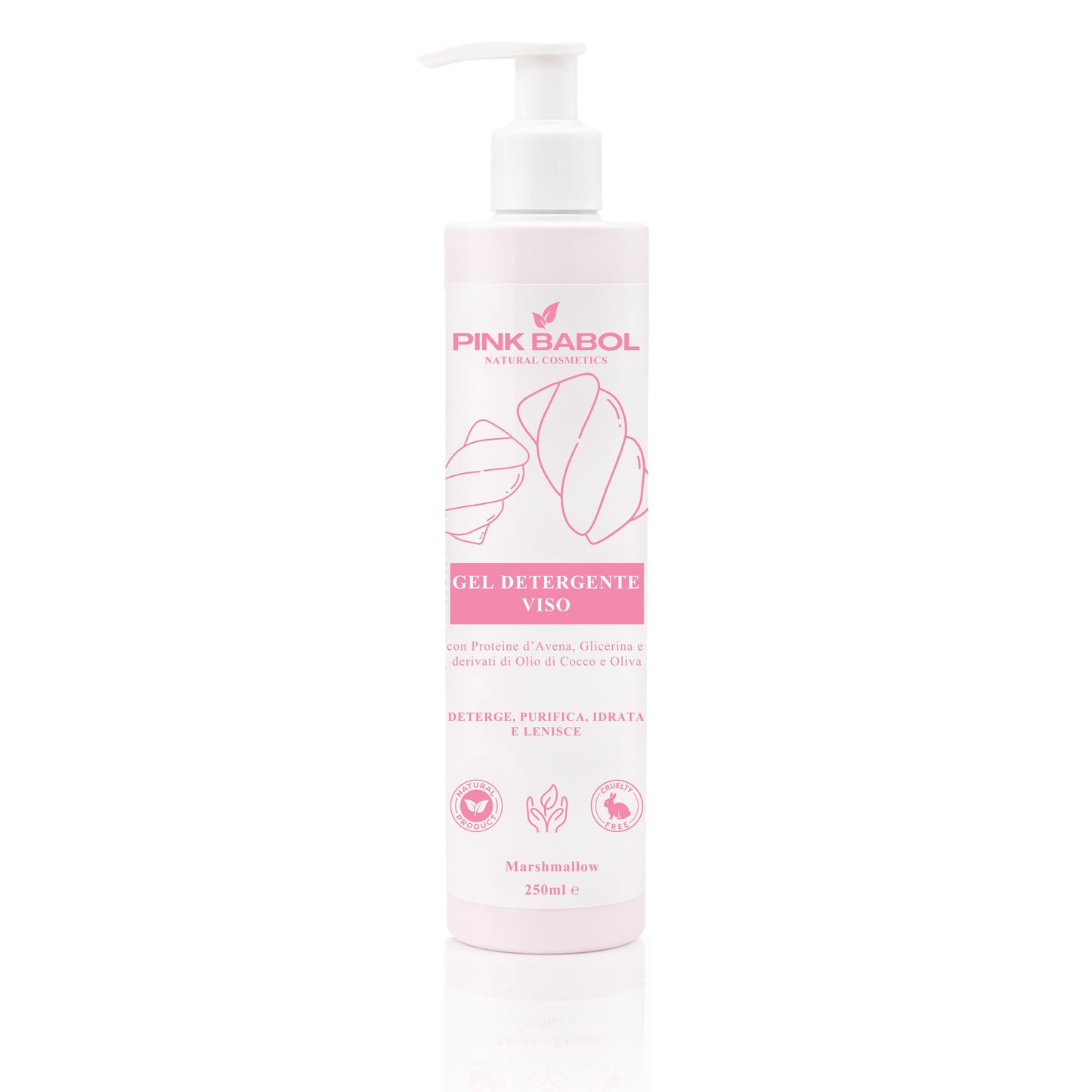 Gel Detergente Viso con Proteine d’Avena, Glicerina e derivati di Olio di Cocco e Oliva – Deterge, Purifica, Idrata e Lenisce-Pink Babol