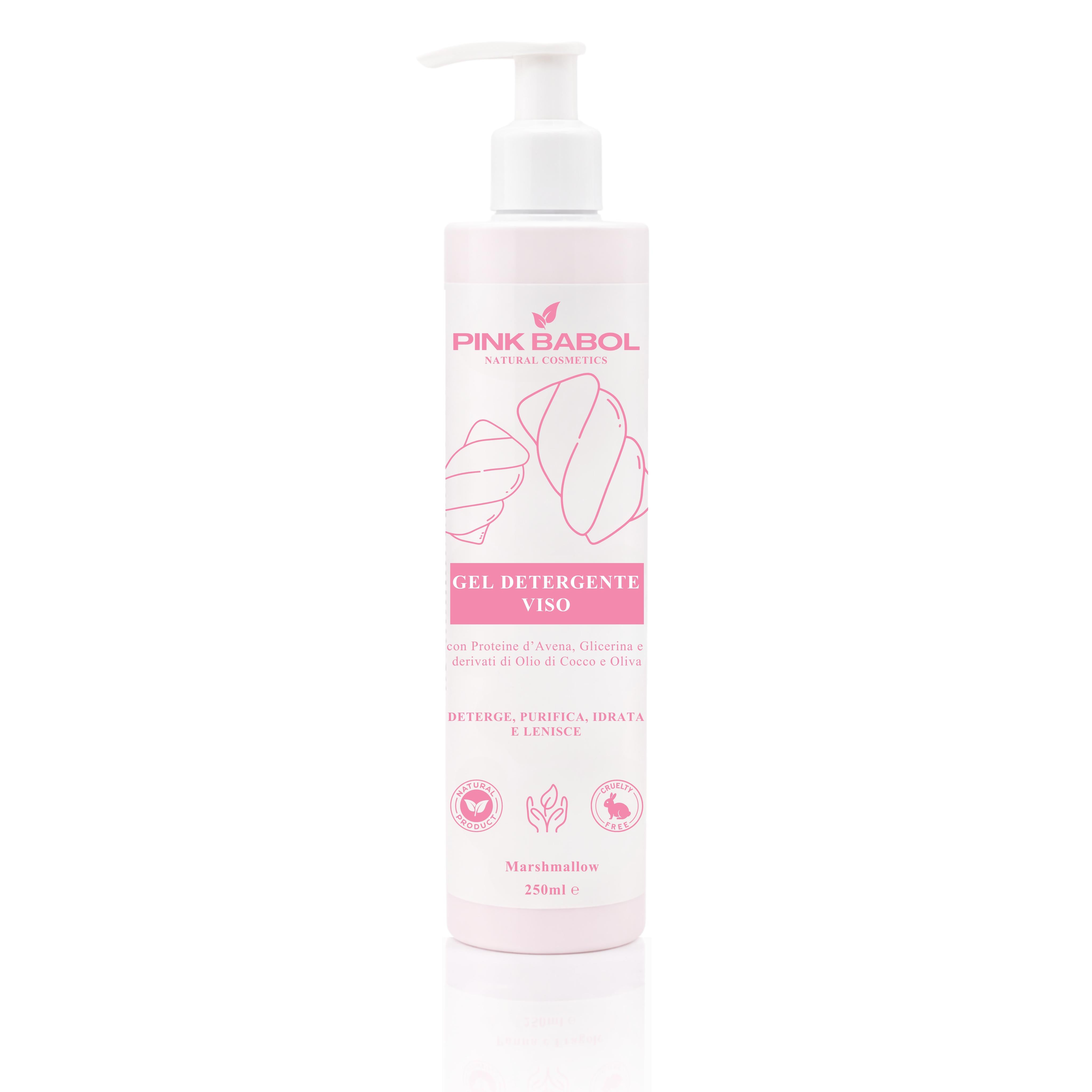 Gel Detergente Viso con Proteine d’Avena, Glicerina e derivati di Olio di Cocco e Oliva – Deterge, Purifica, Idrata e Lenisce-Pink Babol