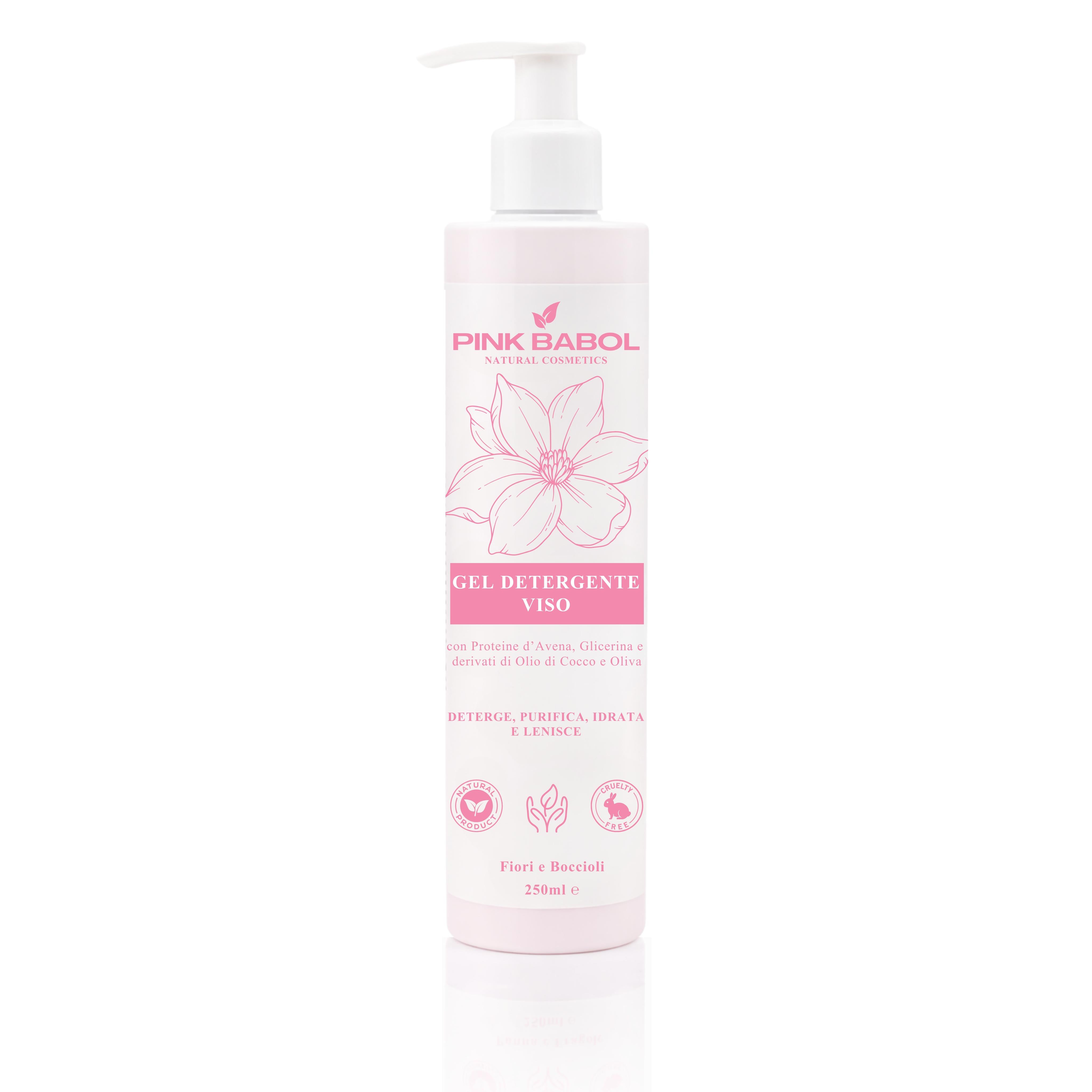 Gel Detergente Viso con Proteine d’Avena, Glicerina e derivati di Olio di Cocco e Oliva – Deterge, Purifica, Idrata e Lenisce-Pink Babol
