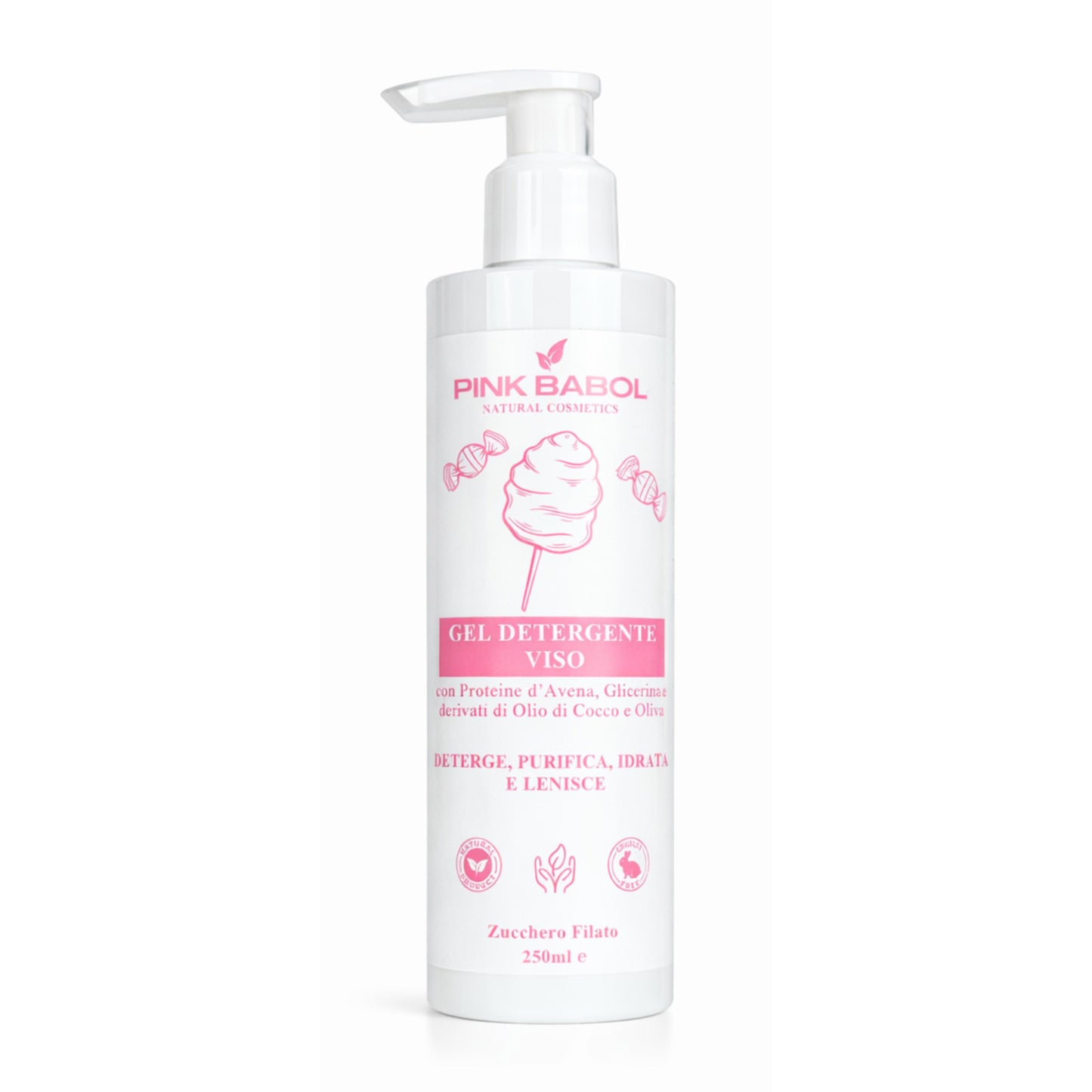 Gel Detergente Viso con Proteine d’Avena, Glicerina e derivati di Olio di Cocco e Oliva – Deterge, Purifica, Idrata e Lenisce-Pink Babol