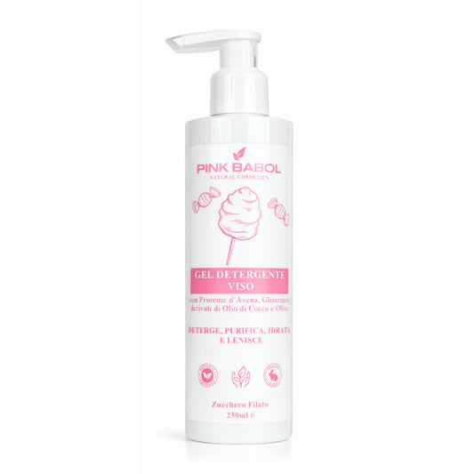Gel Detergente Viso con Proteine d’Avena, Glicerina e derivati di Olio di Cocco e Oliva – Deterge, Purifica, Idrata e Lenisce-Pink Babol