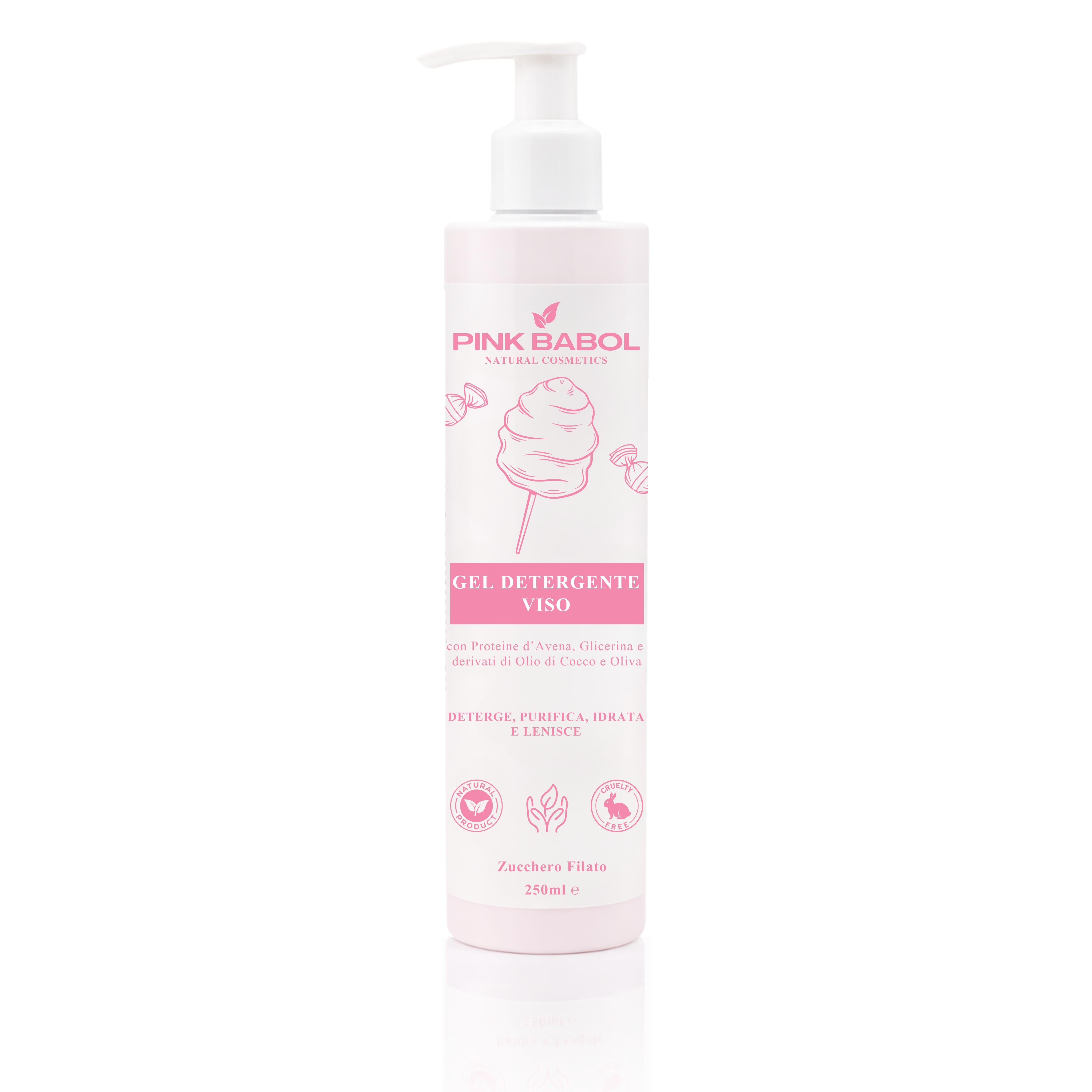 Gel Detergente Viso con Proteine d’Avena, Glicerina e derivati di Olio di Cocco e Oliva – Deterge, Purifica, Idrata e Lenisce-Pink Babol