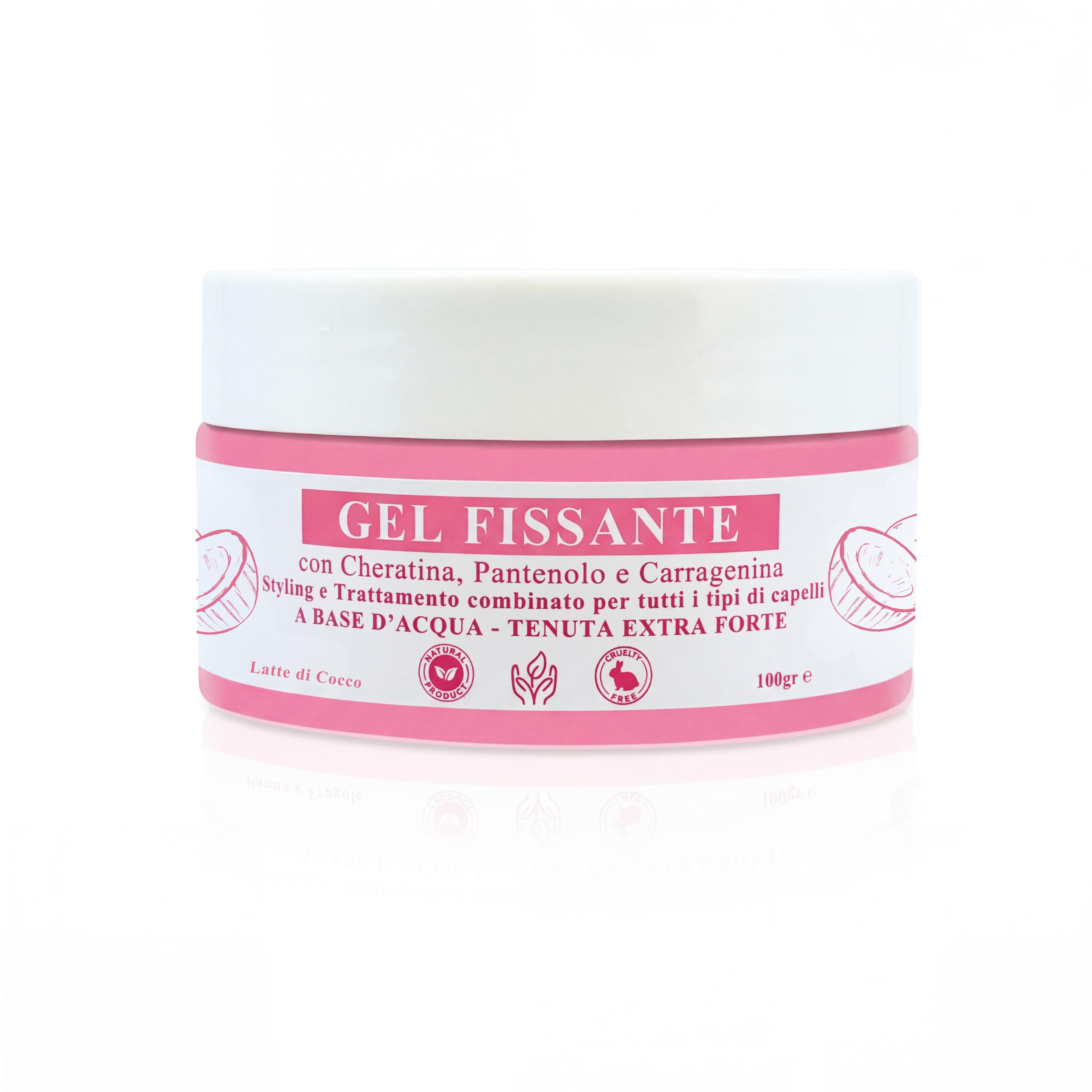 Gel Fissante Capelli a base d'Acqua con Cheratina, Pantenolo e Carragenina - Styling e Trattamento per tutti i tipi di capelli - Tenuta Extra Forte-Pink Babol