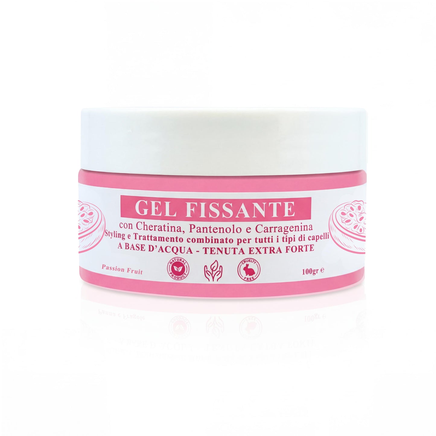 Gel Fissante Capelli a base d'Acqua con Cheratina, Pantenolo e Carragenina - Styling e Trattamento per tutti i tipi di capelli - Tenuta Extra Forte-Pink Babol