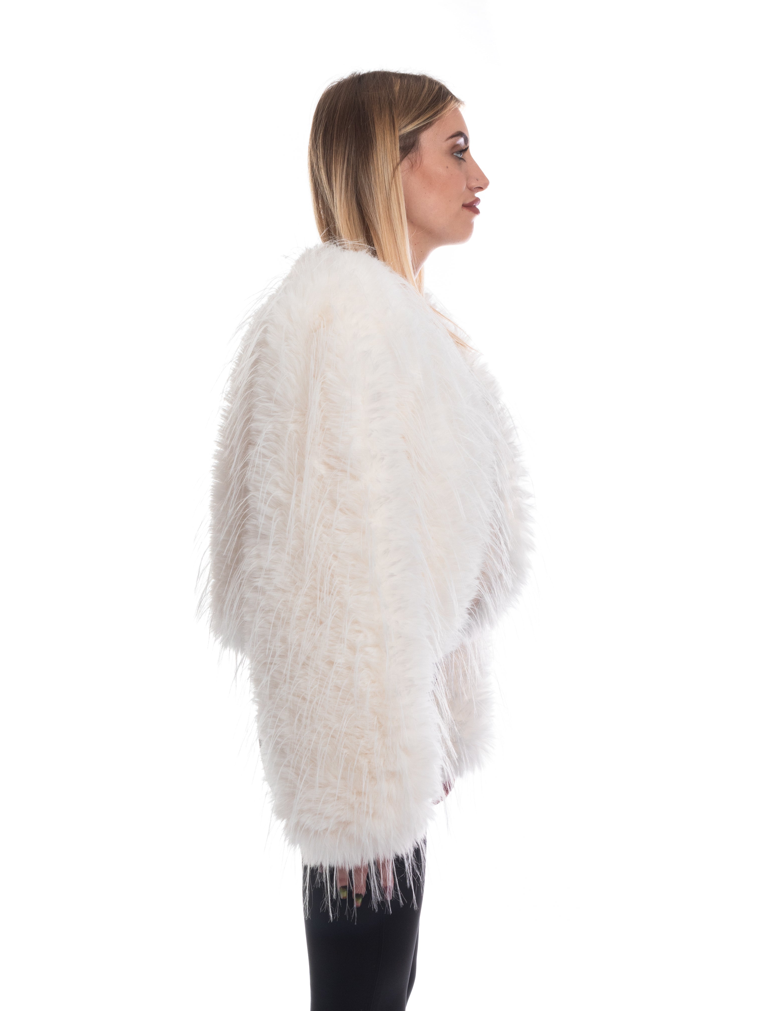 Giacca aperta eco pelliccia-Pink Babol