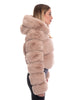 Giacca eco pelliccia con cappuccio-Pink Babol