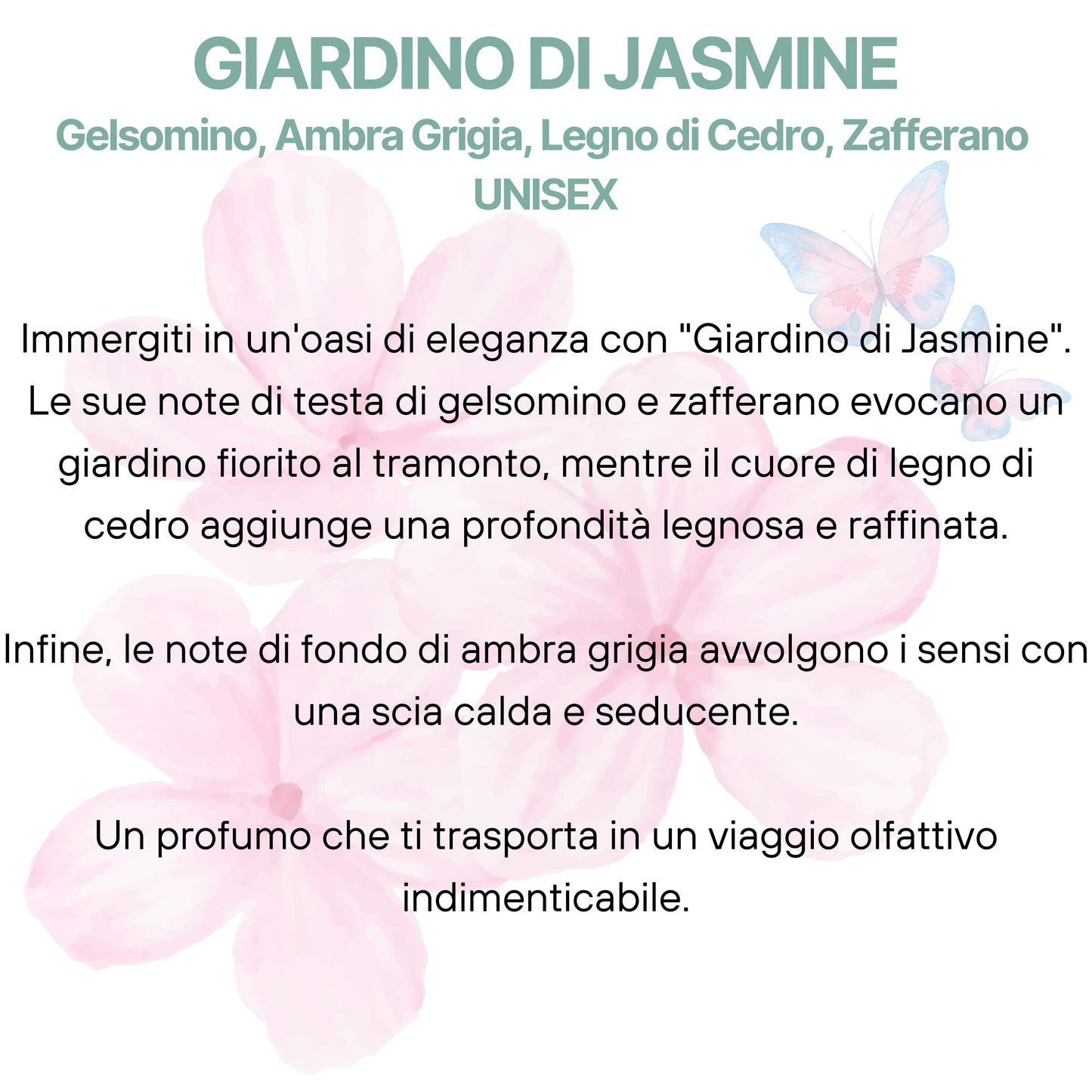 Giardino di Jasmine Extrait de Parfum - Gelsomino, Ambra Grigia, Legno di Cedro, Zafferano UNISEX-Pink Babol