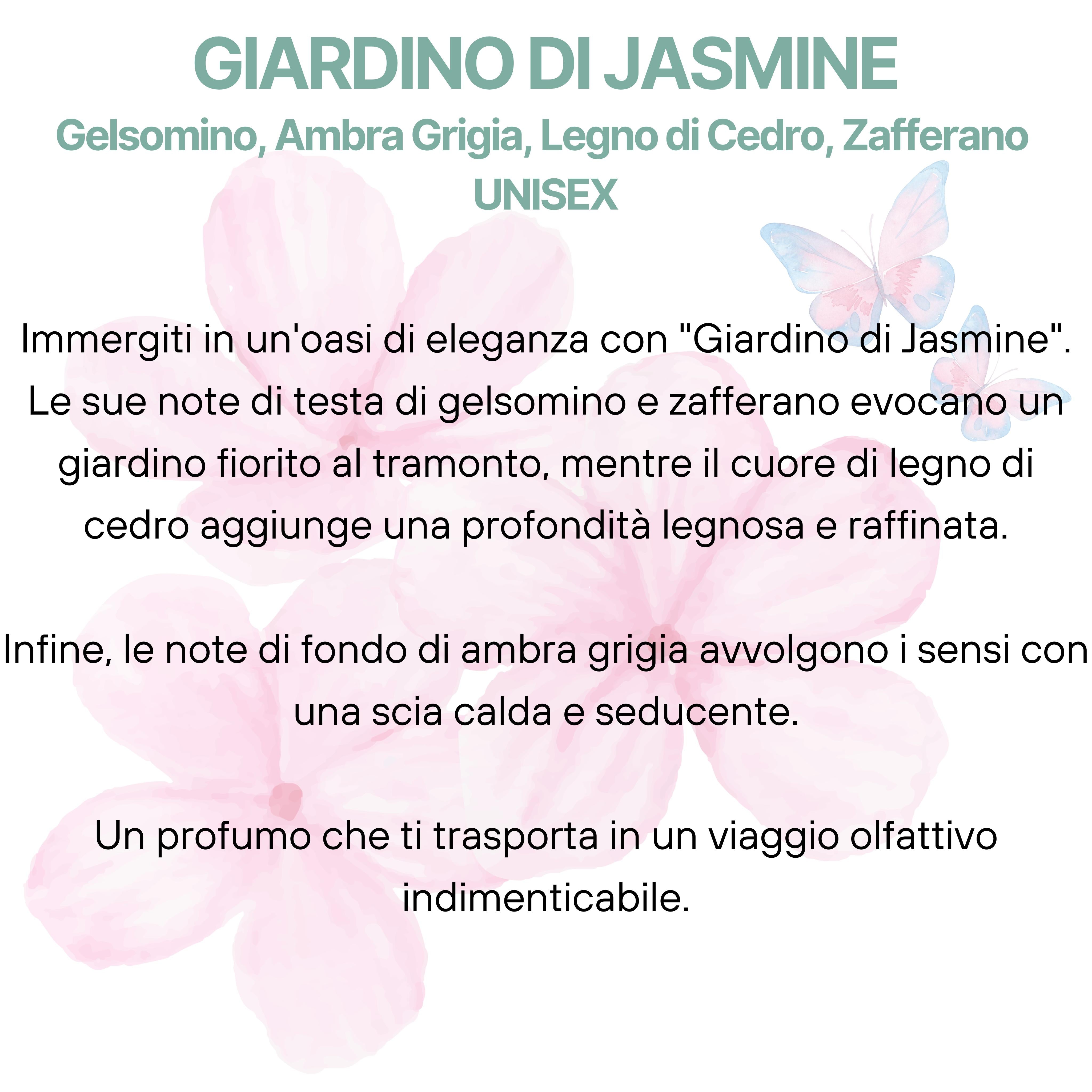 Giardino di Jasmine Extrait de Parfum - Gelsomino, Ambra Grigia, Legno di Cedro, Zafferano UNISEX-Pink Babol