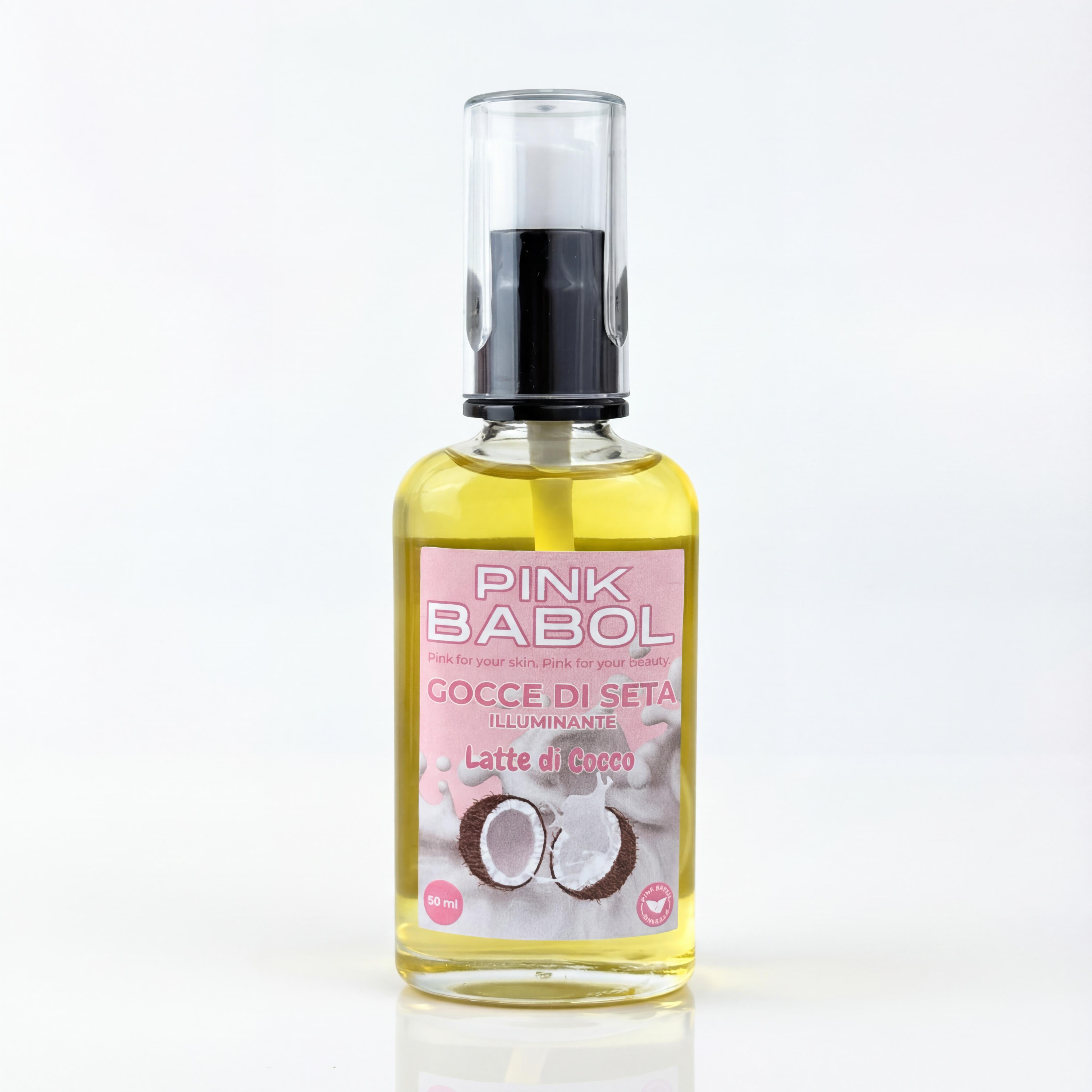 Gocce di Seta - Olio Finish Anticrespo, nutriente e illuminante per capelli con Olio di Cocco e Olio di Semi di Lino-Pink Babol