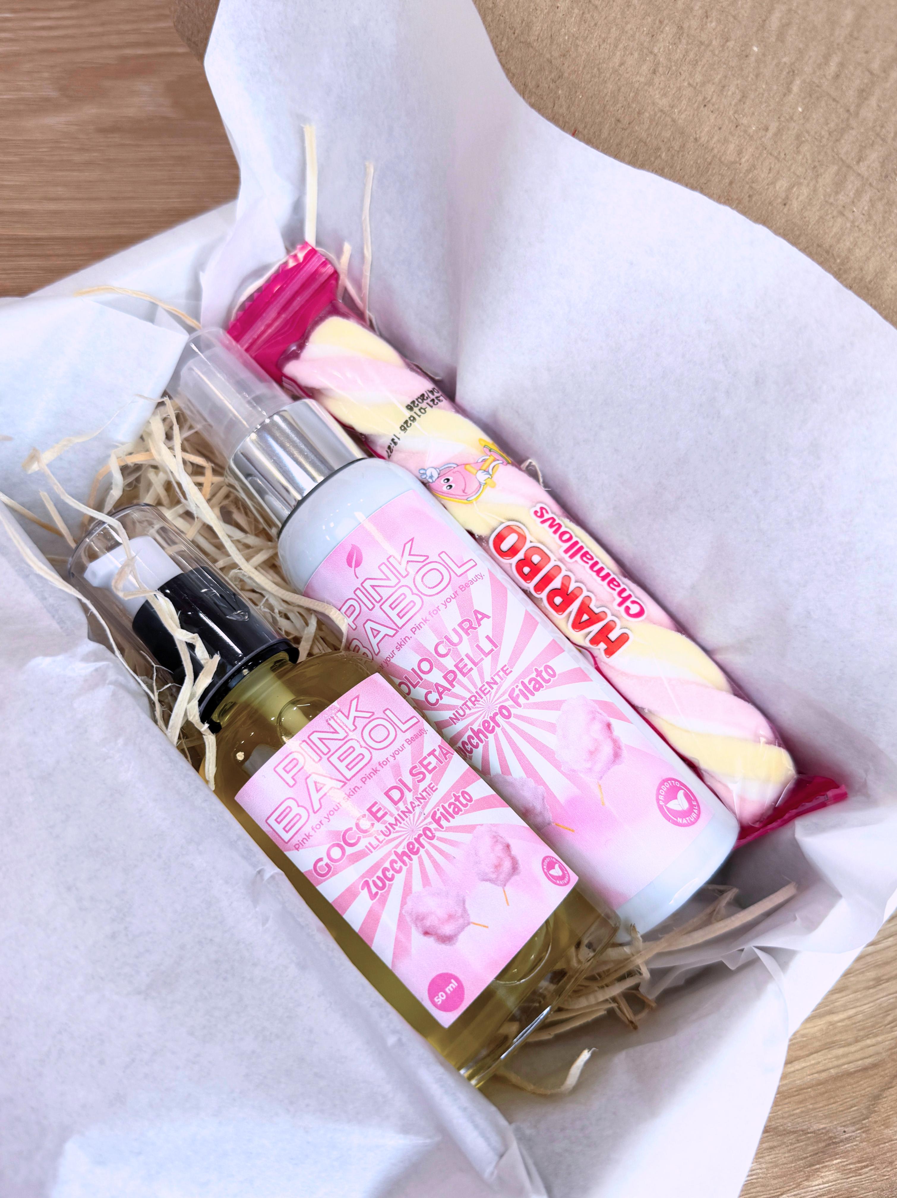 HAIR OIL KIT con Gocce di Seta Illuminante, AntiCrespo e Olio Cura Capelli Anticaduta per impacchi-Pink Babol