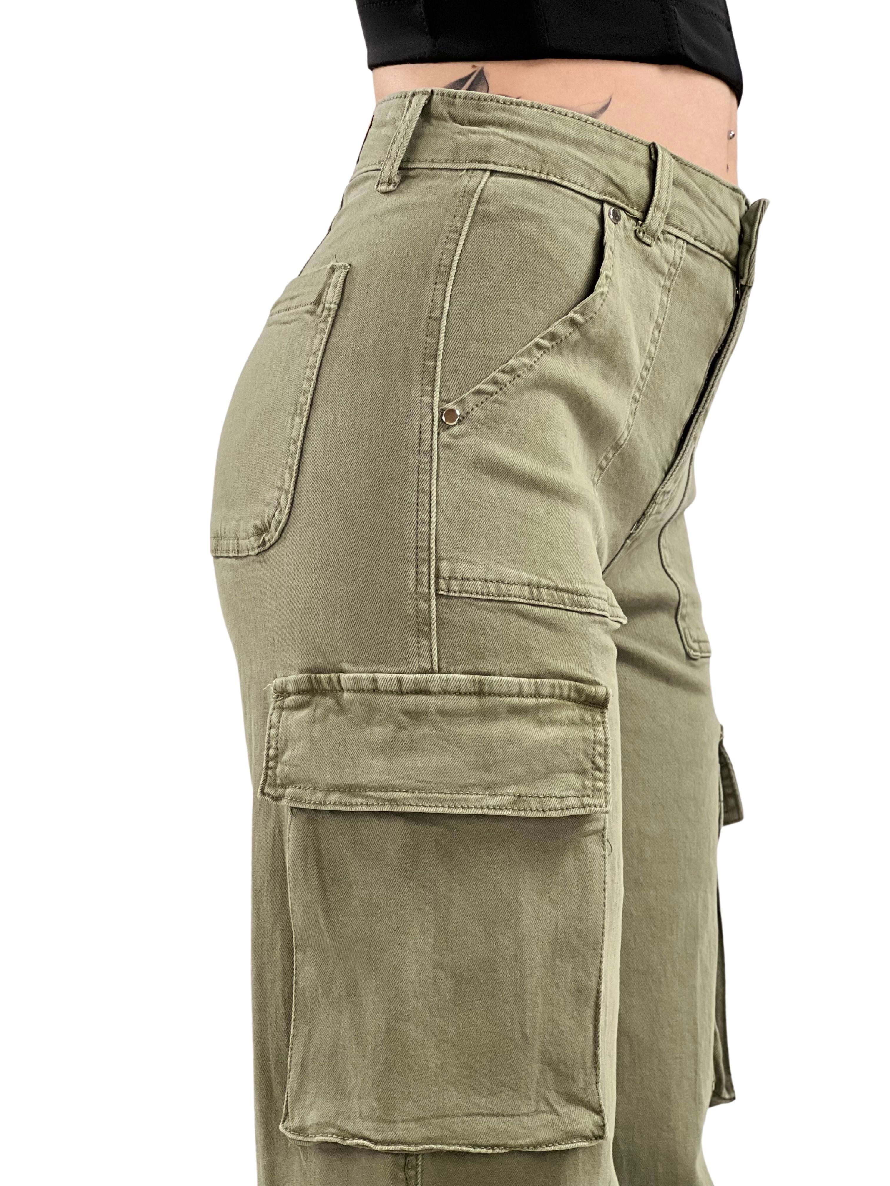 Jeans cargo a palazzo colorati-Pink Babol