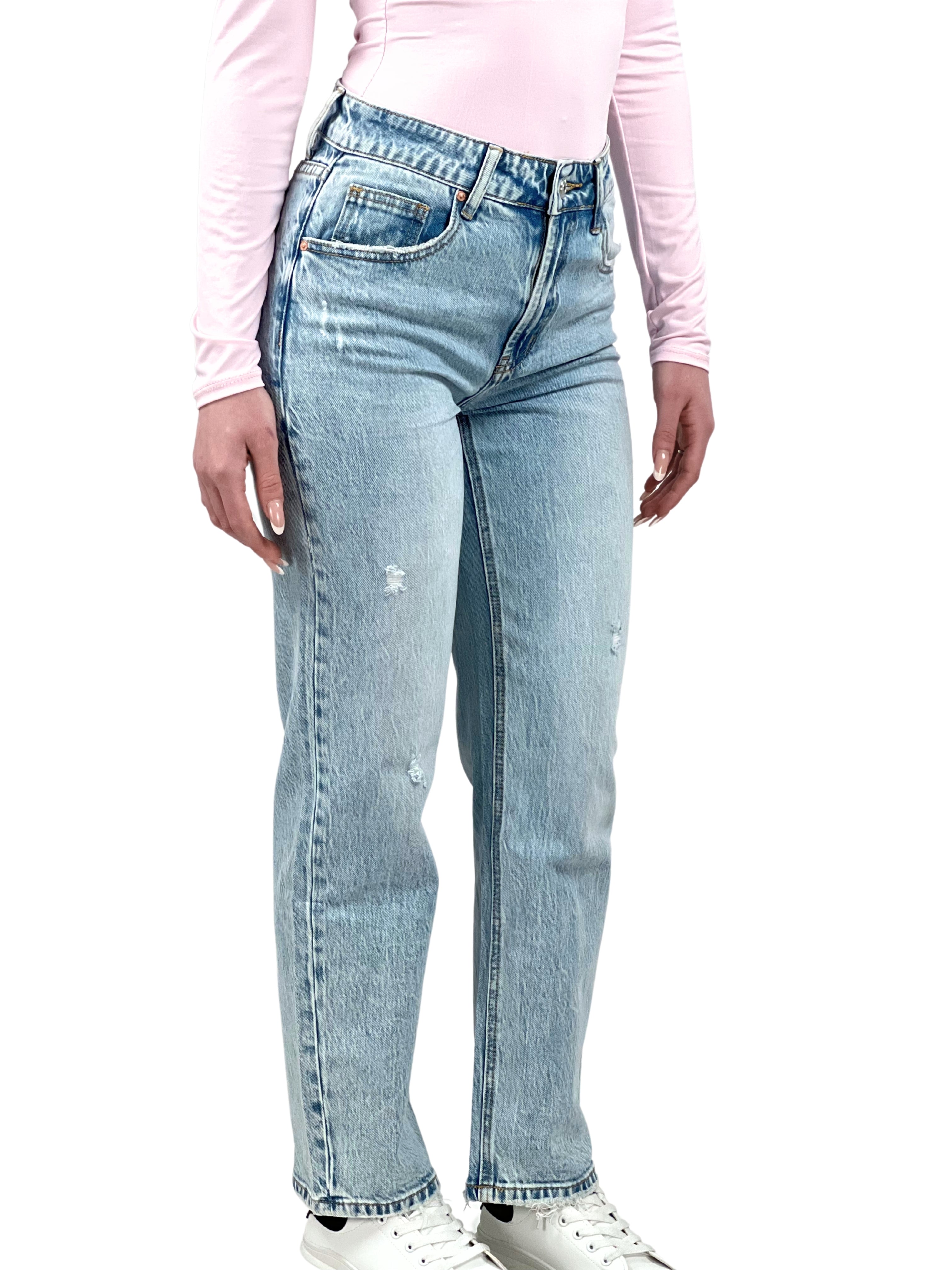 Jeans regular con strappi-Pink Babol