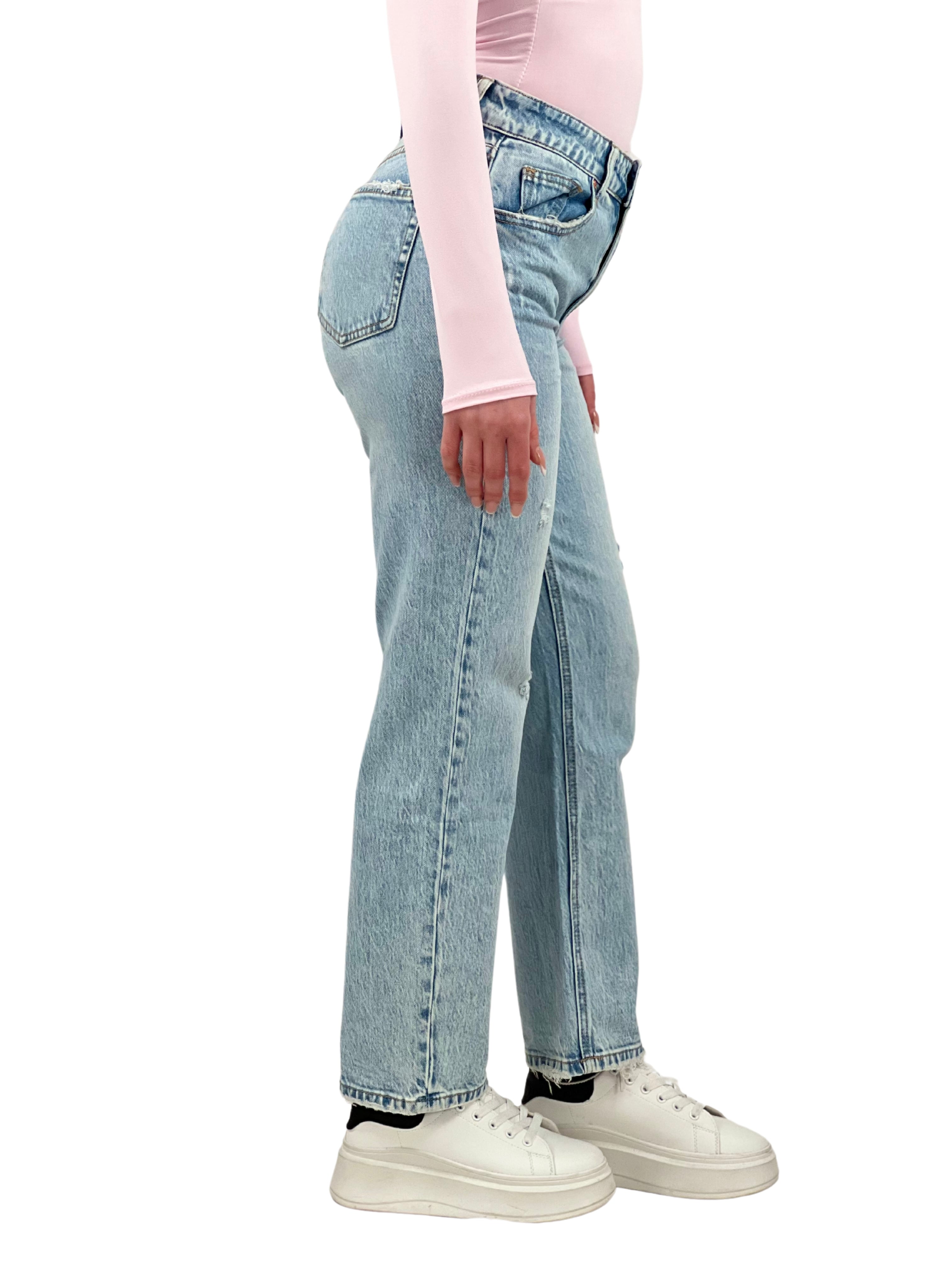 Jeans regular con strappi-Pink Babol