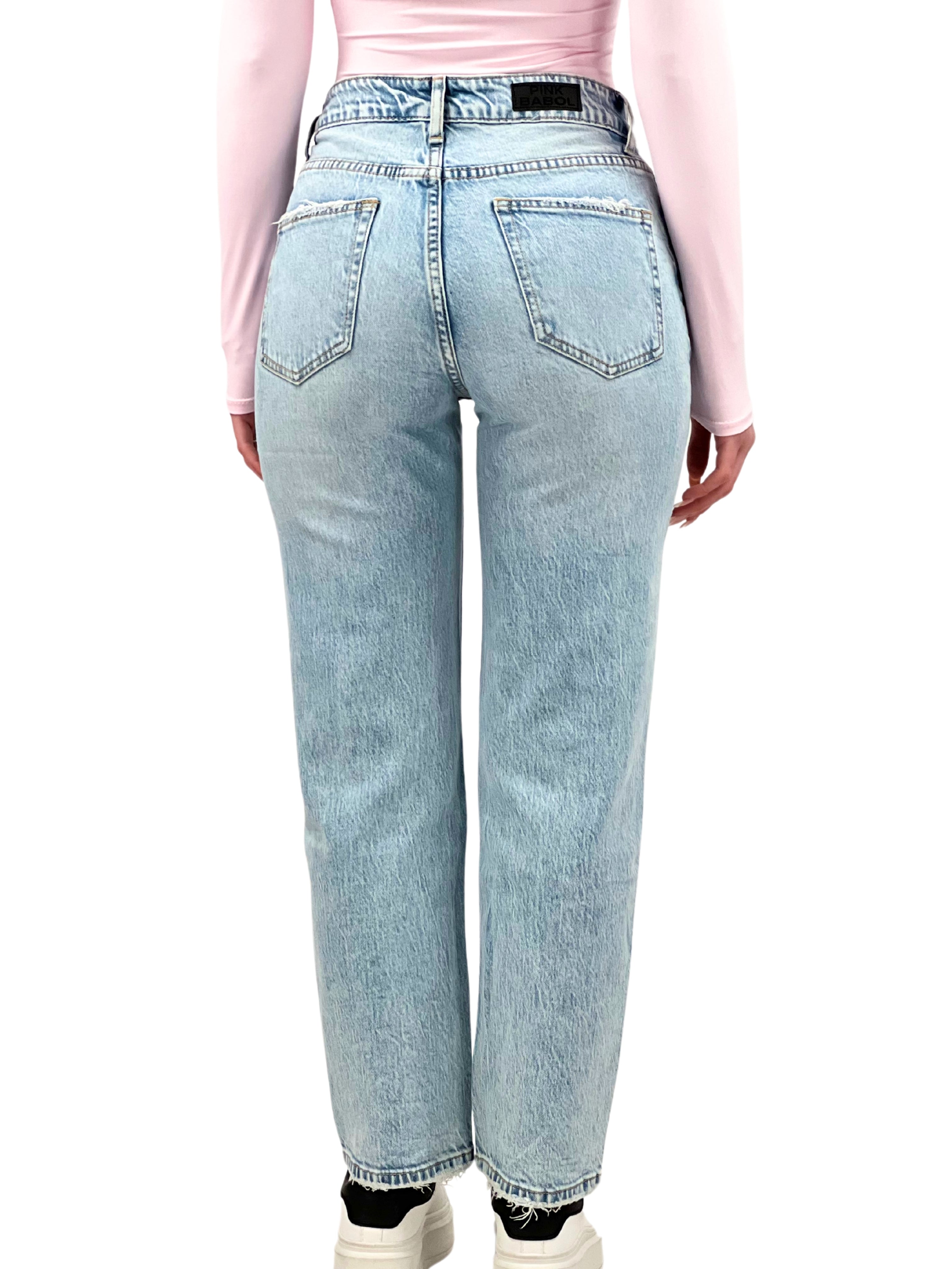 Jeans regular con strappi-Pink Babol