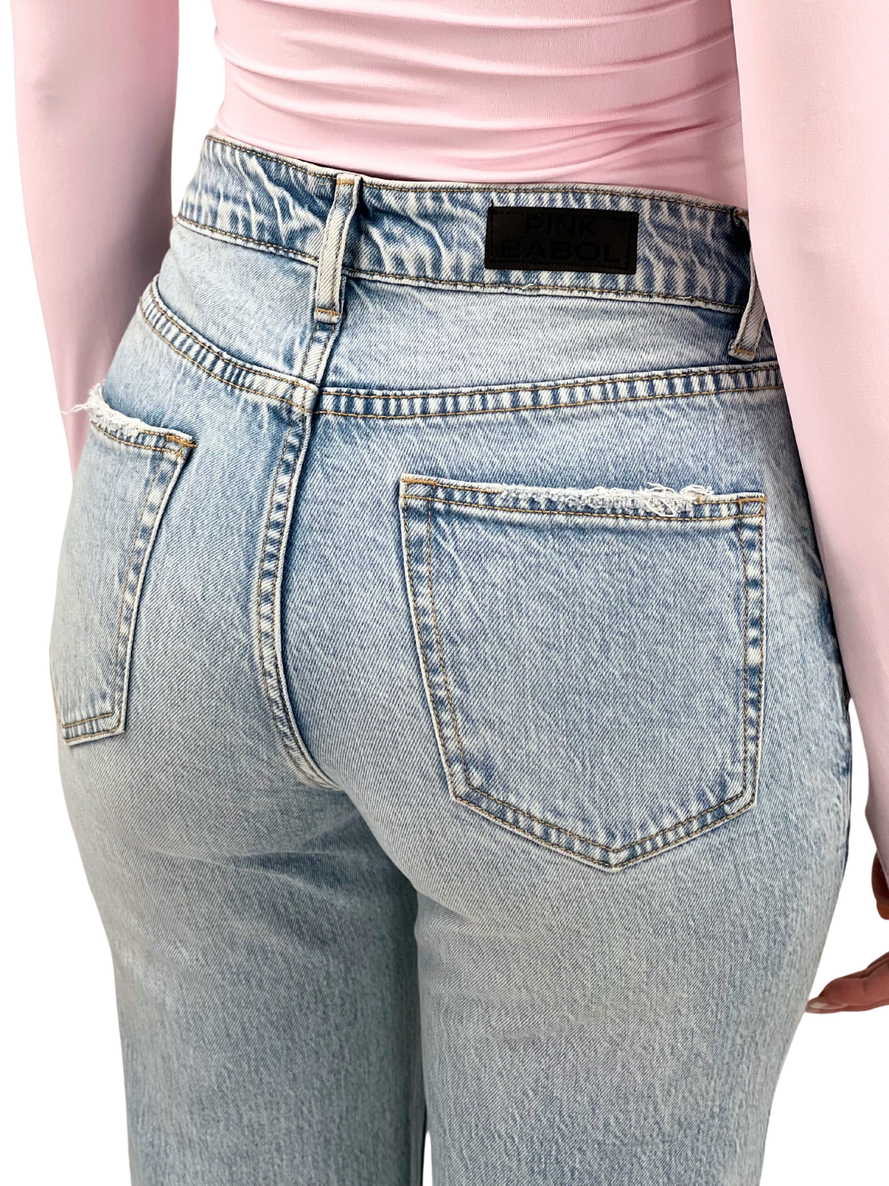 Jeans regular con strappi-Pink Babol