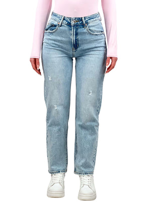 Jeans regular con strappi-Pink Babol