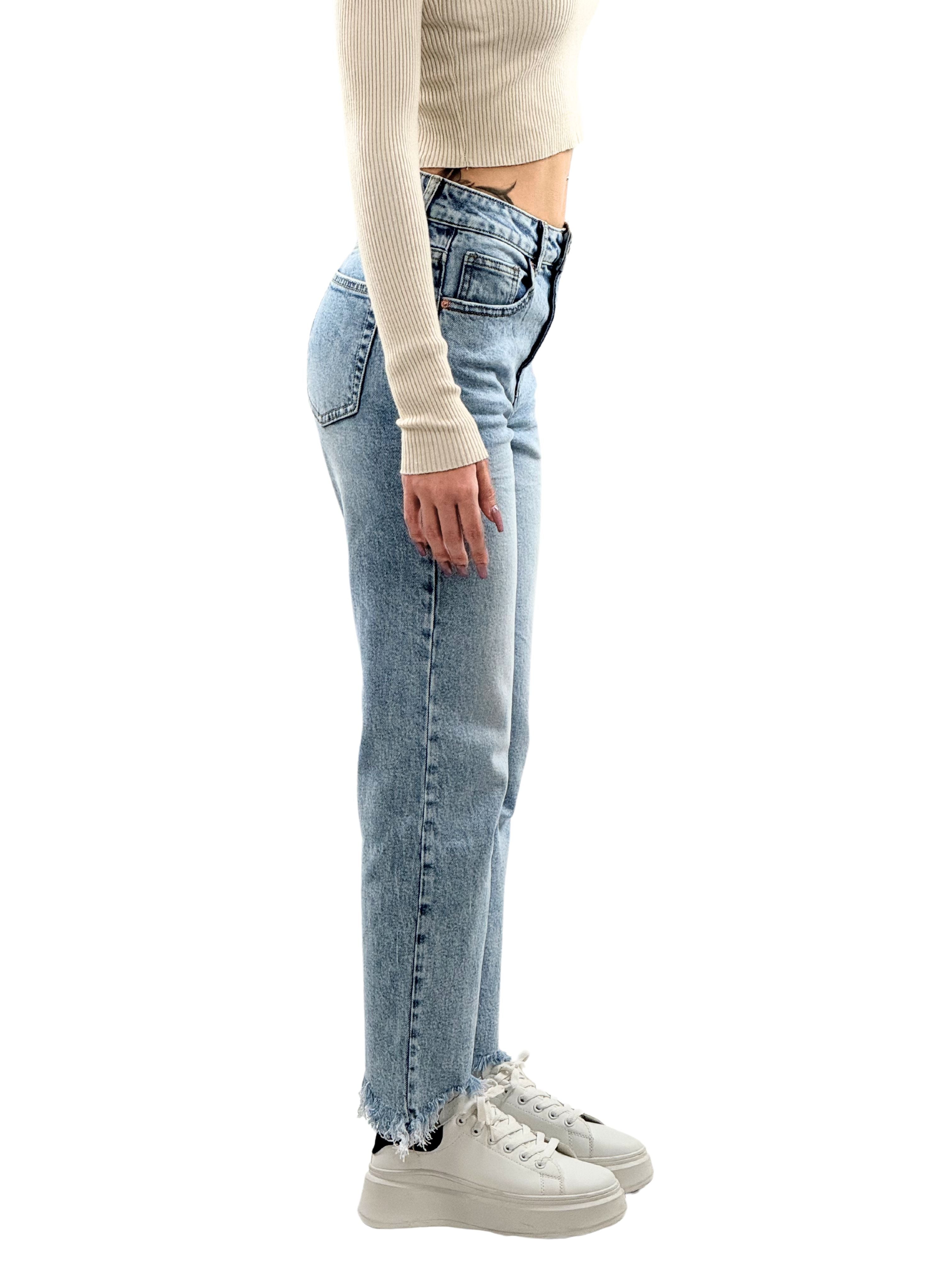 Jeans regular sfrangiato sulla caviglia-Pink Babol