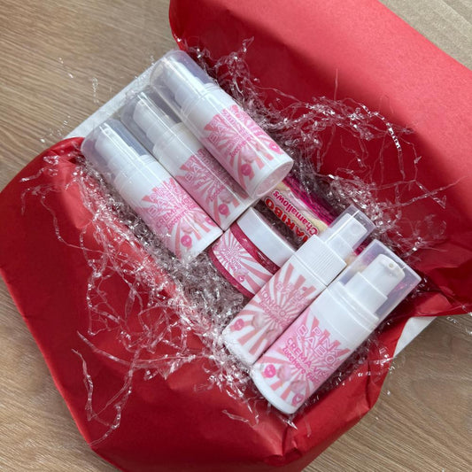 KIT Mini Size Skincare - Crema viso giorno, Crema viso notte, Tonico viso, Scrub viso, Gel Detergente Viso, Struccante Viso-Pink Babol