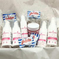 KIT Mini Size/Travel Size Skincare - Crema viso giorno, Crema viso notte, Tonico viso, Scrub viso, Gel Detergente Viso, Struccante Viso-Pink Babol