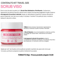 KIT Mini Size/Travel Size Skincare - Crema viso giorno, Crema viso notte, Tonico viso, Scrub viso, Gel Detergente Viso, Struccante Viso-Pink Babol