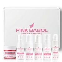 KIT Mini Size/Travel Size Skincare - Crema viso giorno, Crema viso notte, Tonico viso, Scrub viso, Gel Detergente Viso, Struccante Viso-Pink Babol