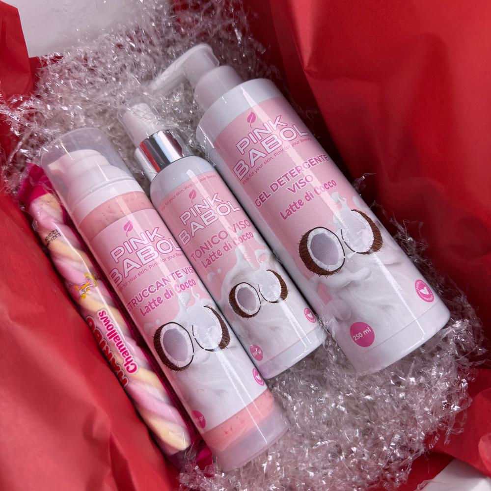 KIT Pure Skin - Struccante idratante e lenitivo + Gel Detergente Viso con Proteine d'Avena + Tonico Viso con Aloe Vera-Pink Babol