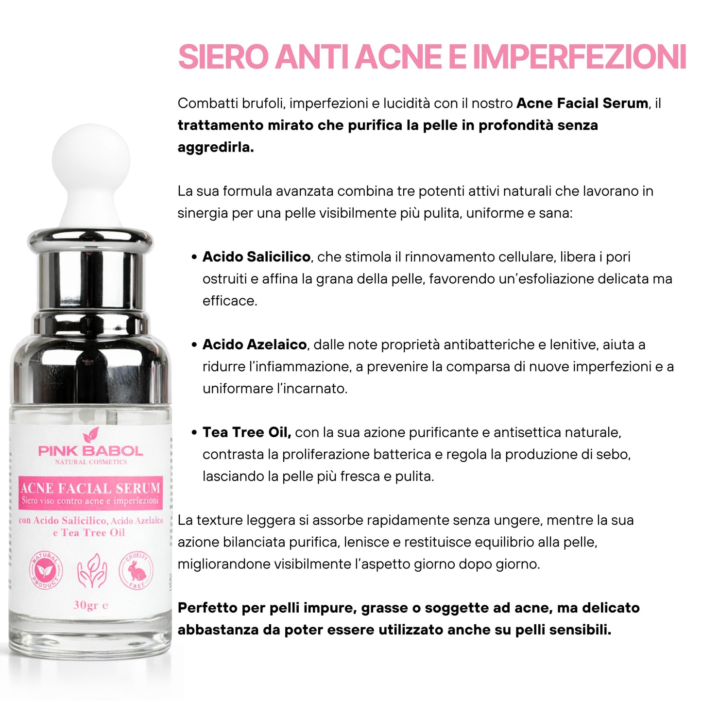 Kit Anti-Imperfezioni PRO – Siero Anti Acne e Imperfezioni + Crema Sebo Normalizzante + Booster Niacinamide-Pink Babol