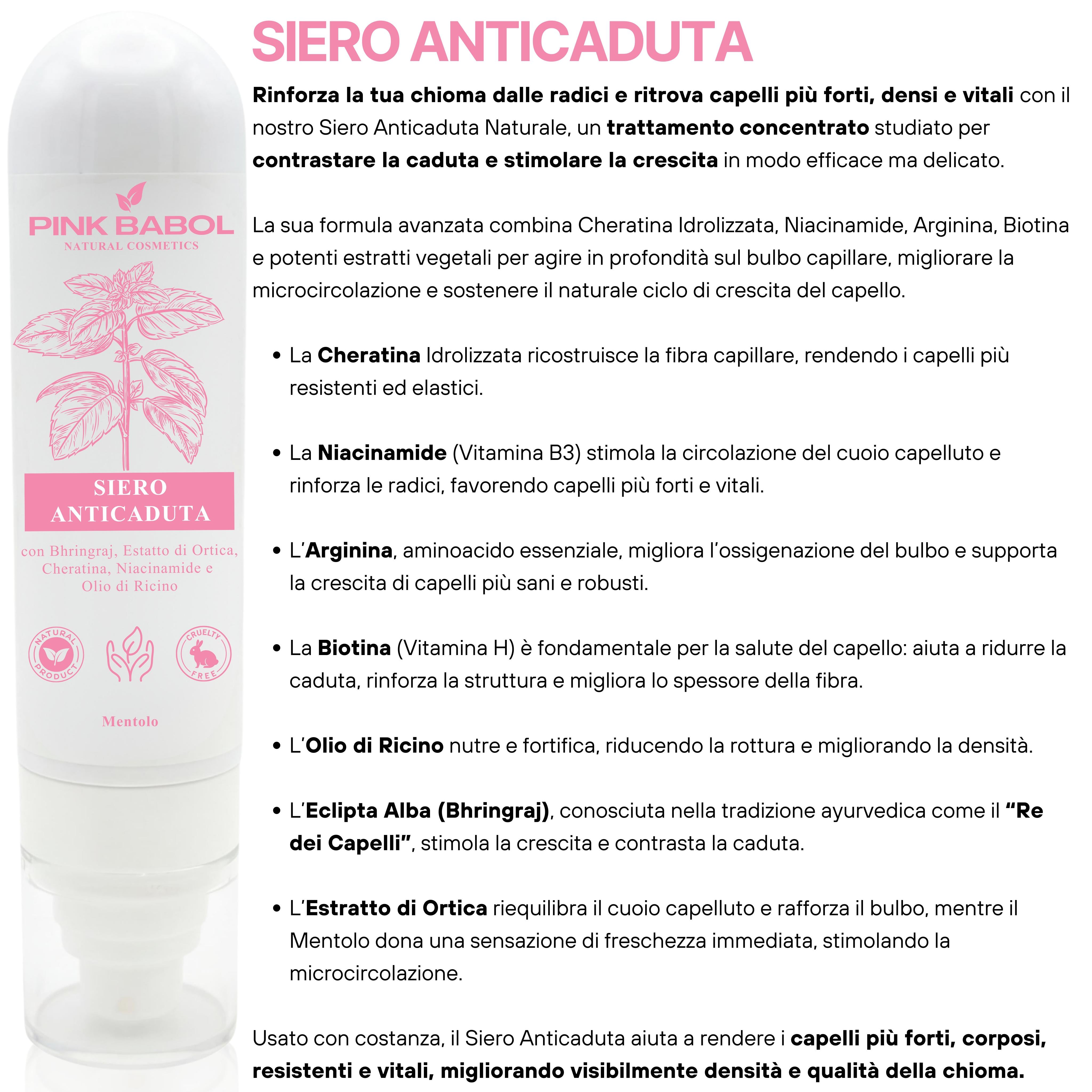Kit Anticaduta - Routine Completa Rinforzante per Capelli con Siero + Shampoo + Scrub + Olio Cura Capelli-Pink Babol