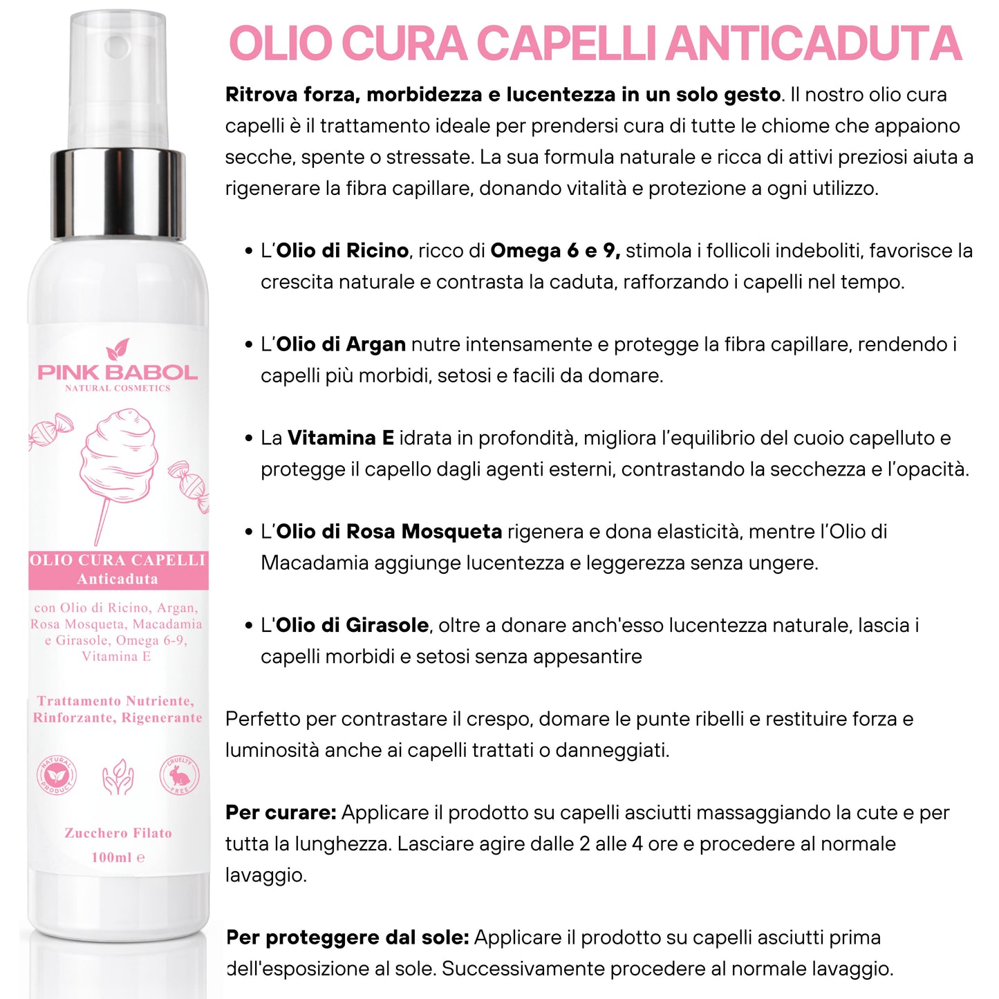 Kit Anticaduta - Routine Completa Rinforzante per Capelli con Siero + Shampoo + Scrub + Olio Cura Capelli-Pink Babol