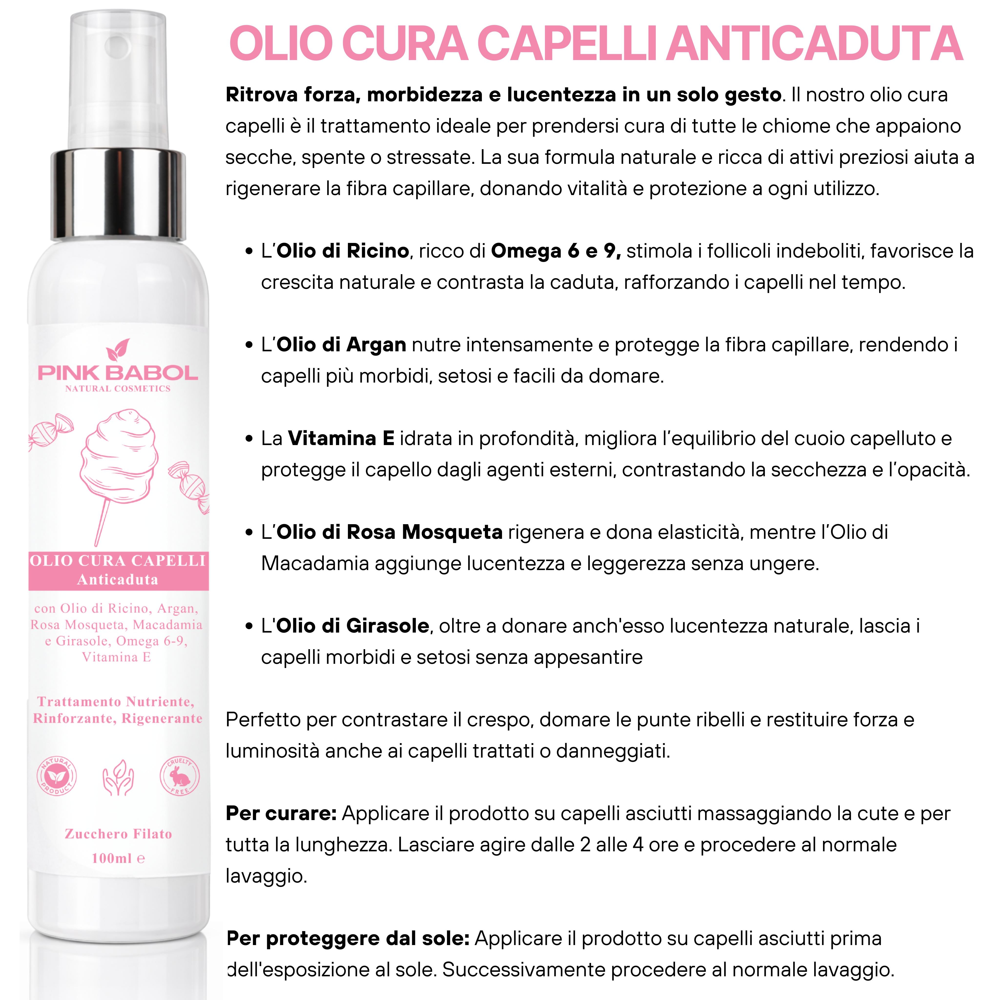 Kit Anticaduta - Routine Completa Rinforzante per Capelli con Siero + Shampoo + Scrub + Olio Cura Capelli-Pink Babol