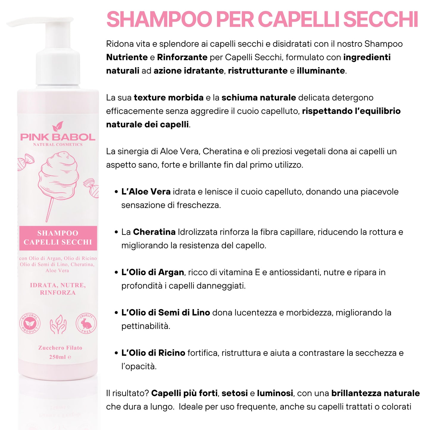 Kit Anticrespo - Shampoo Capelli Secchi + Conditioner Districante + Olio Finish Anticrespo-Pink Babol