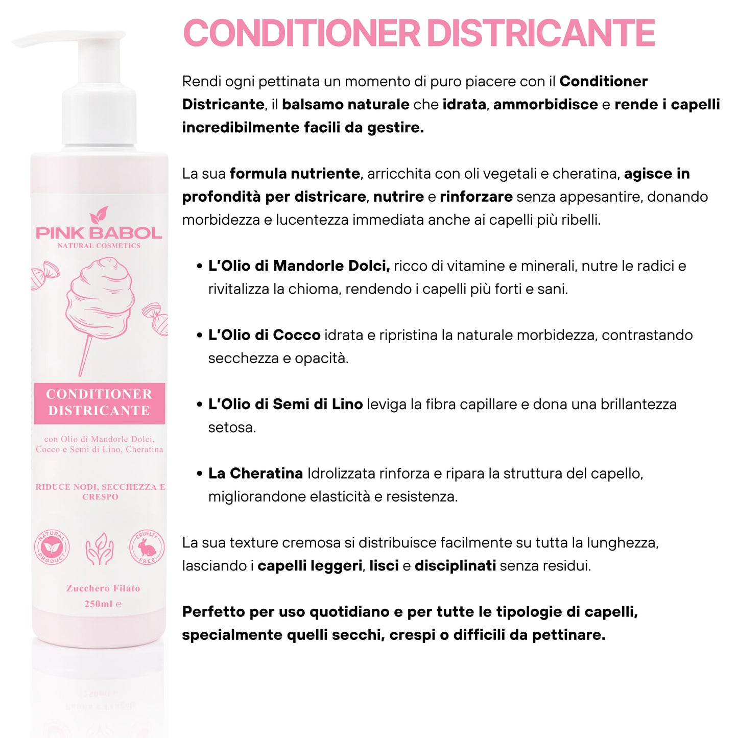 Kit Anticrespo - Shampoo Capelli Secchi + Conditioner Districante + Olio Finish Anticrespo-Pink Babol