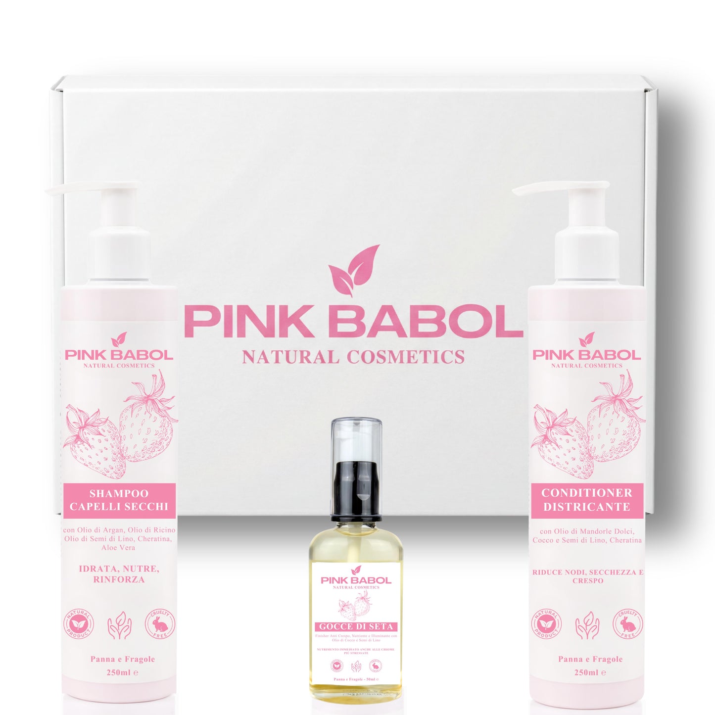 Kit Anticrespo - Shampoo Capelli Secchi + Conditioner Districante + Olio Finish Anticrespo-Pink Babol