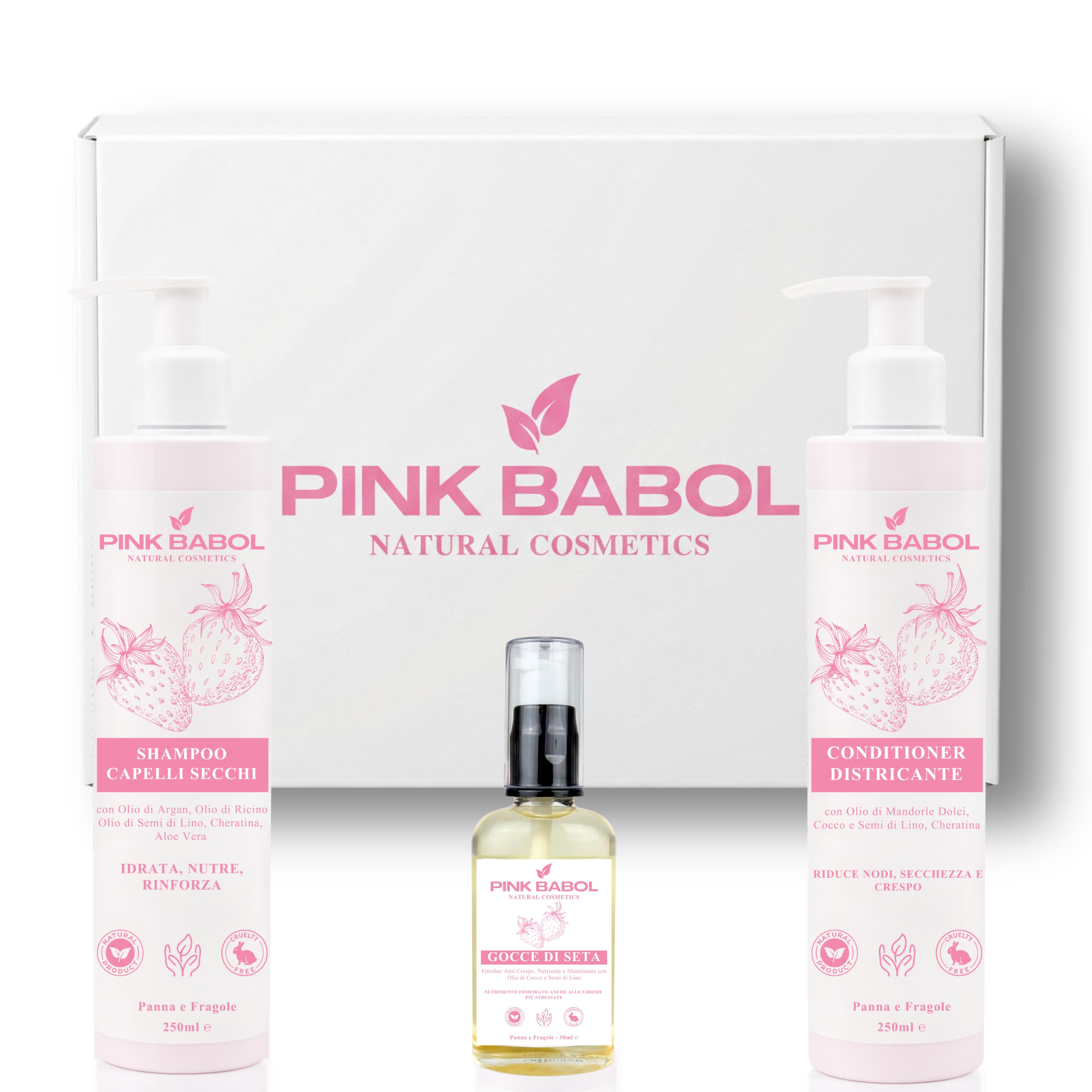 Kit Anticrespo - Shampoo Capelli Secchi + Conditioner Districante + Olio Finish Anticrespo-Pink Babol
