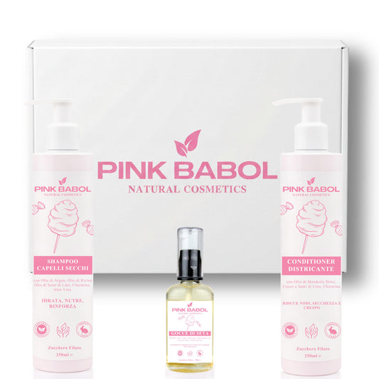 Kit Anticrespo - Shampoo Capelli Secchi + Conditioner Districante + Olio Finish Anticrespo-Pink Babol