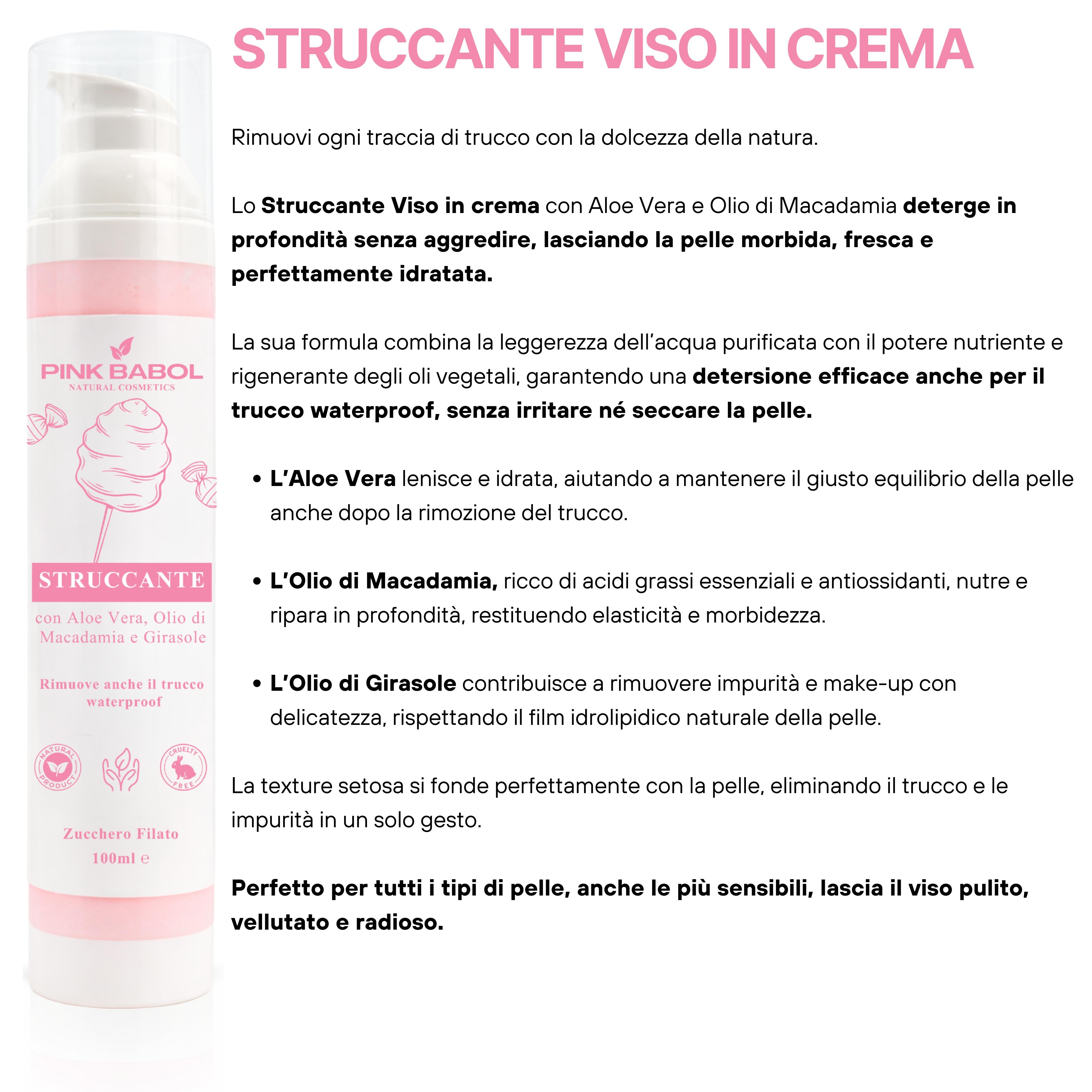 Kit Detersione PRO - Routine Completa di Pulizia Viso con Struccante in Crema + Gel detergente + Mousse Detergente Ciglia, Sopracciglia, Extension Ciglia-Pink Babol