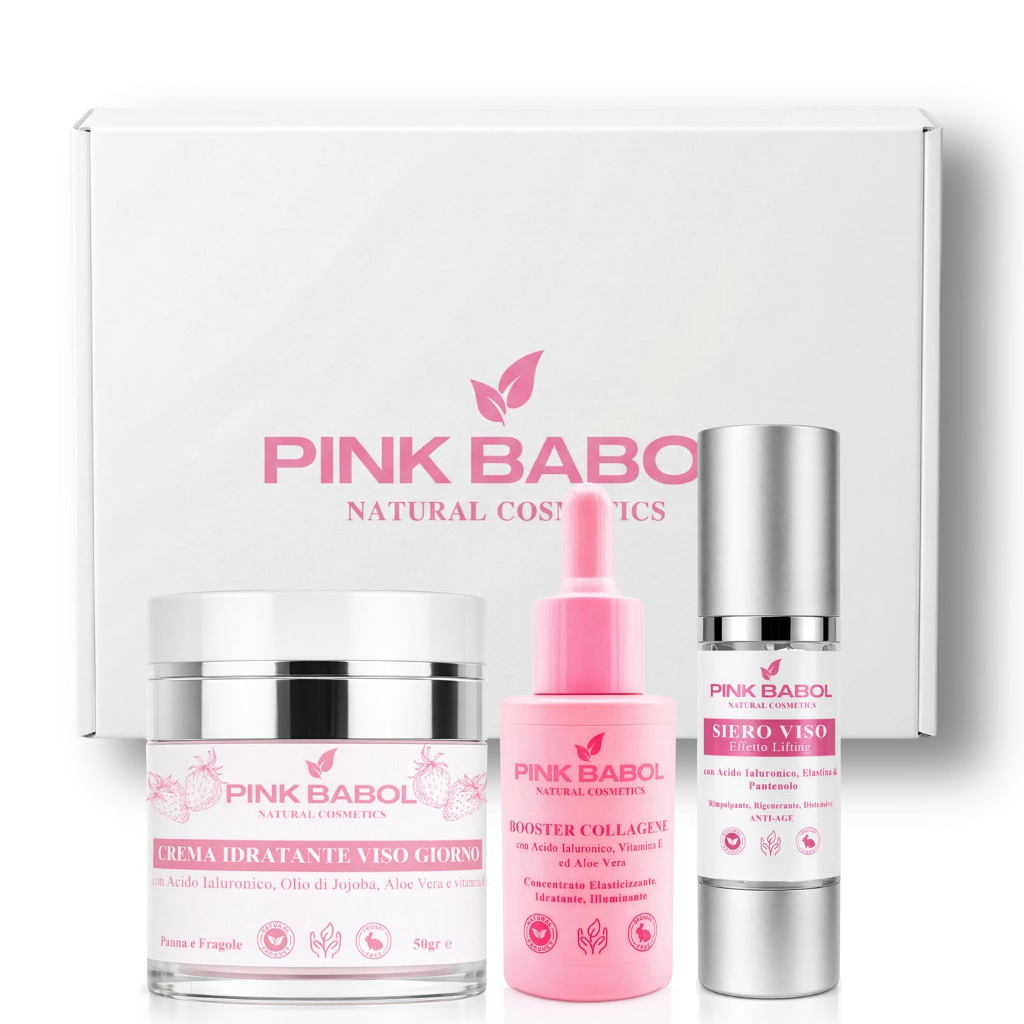 Kit Skincare Giorno - Siero Viso Giorno Effetto Lifting + Crema Viso Giorno + Booster Collagene-Pink Babol