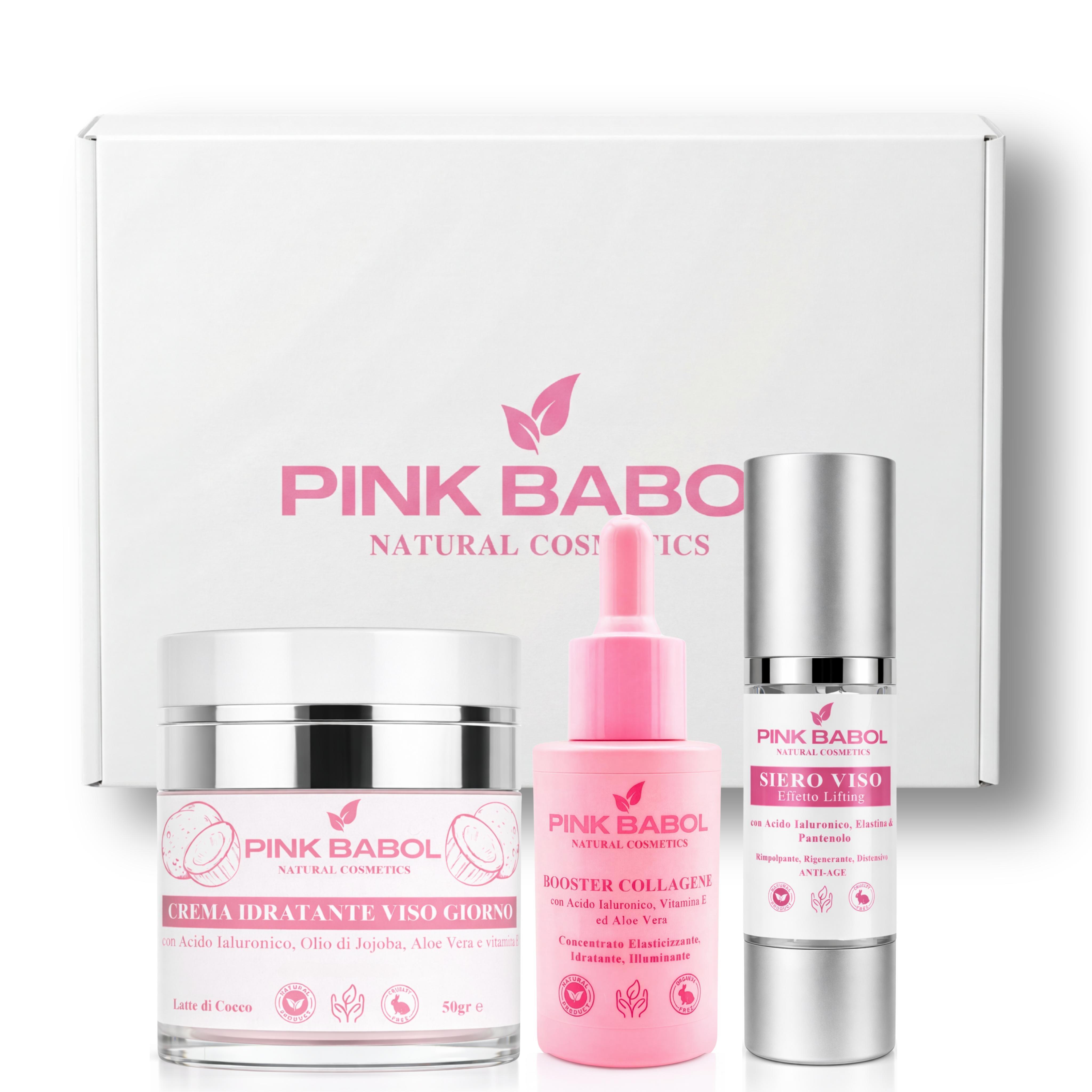 Kit Skincare Giorno - Siero Viso Giorno Effetto Lifting + Crema Viso Giorno + Booster Collagene-Pink Babol