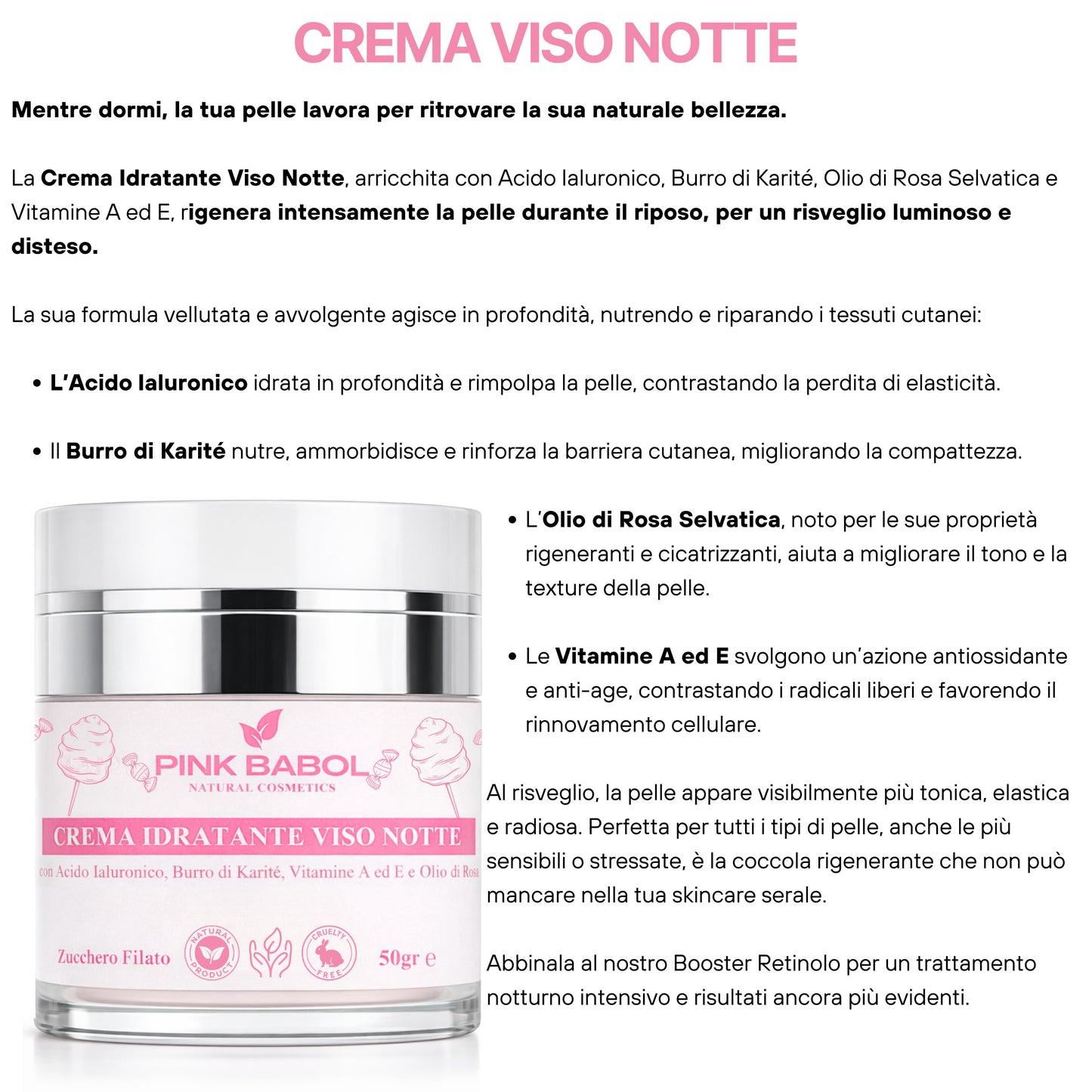 Kit Skincare Notte Anti-Age - Siero Viso Notte + Crema Viso Notte + Booster Retinolo-Pink Babol