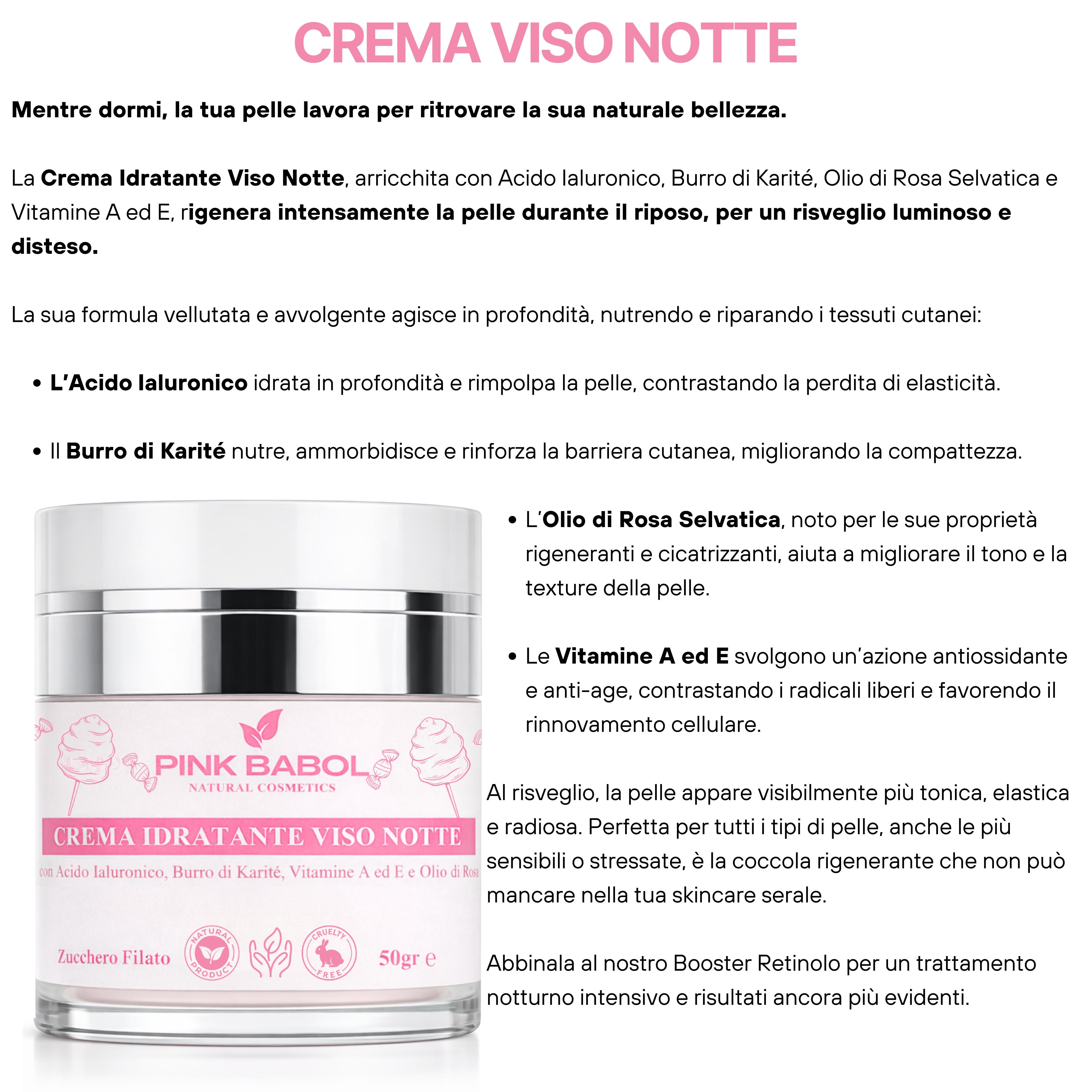 Kit Skincare Notte Anti-Age - Siero Viso Notte + Crema Viso Notte + Booster Retinolo-Pink Babol