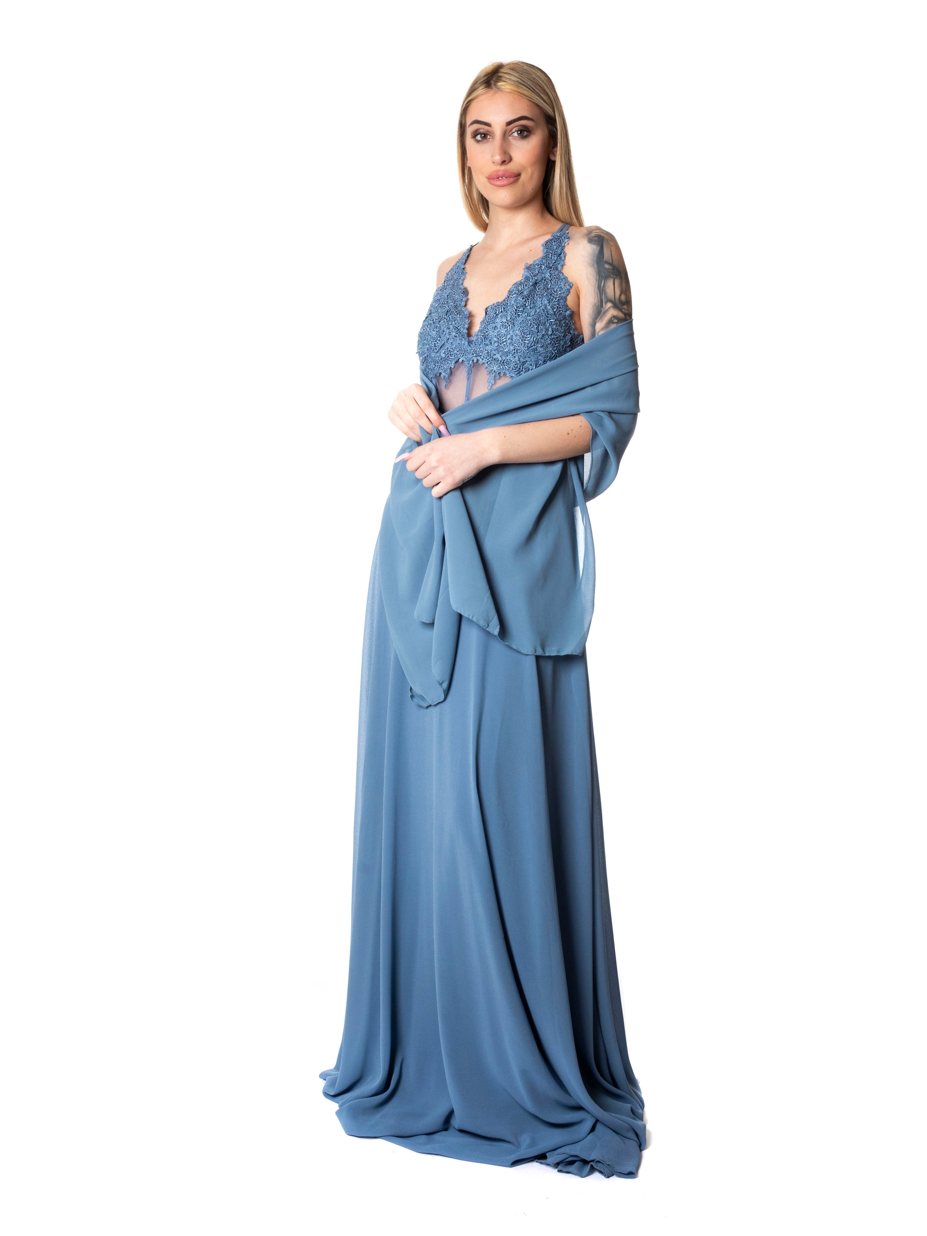 LUXURY SELECTION | Abito in crêpe con corpetto imbottito in macramè e bretelle incrociate-Pink Babol
