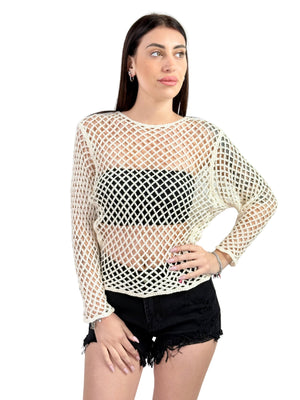 Maglia all'uncinetto traforata-Pink Babol