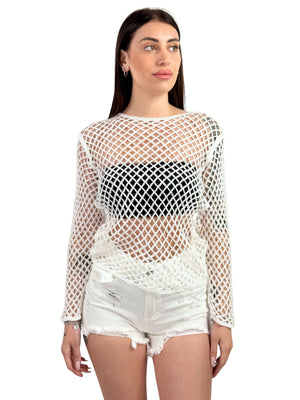Maglia all'uncinetto traforata-Pink Babol