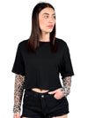 Maglia crop con maniche leopardate-Pink Babol