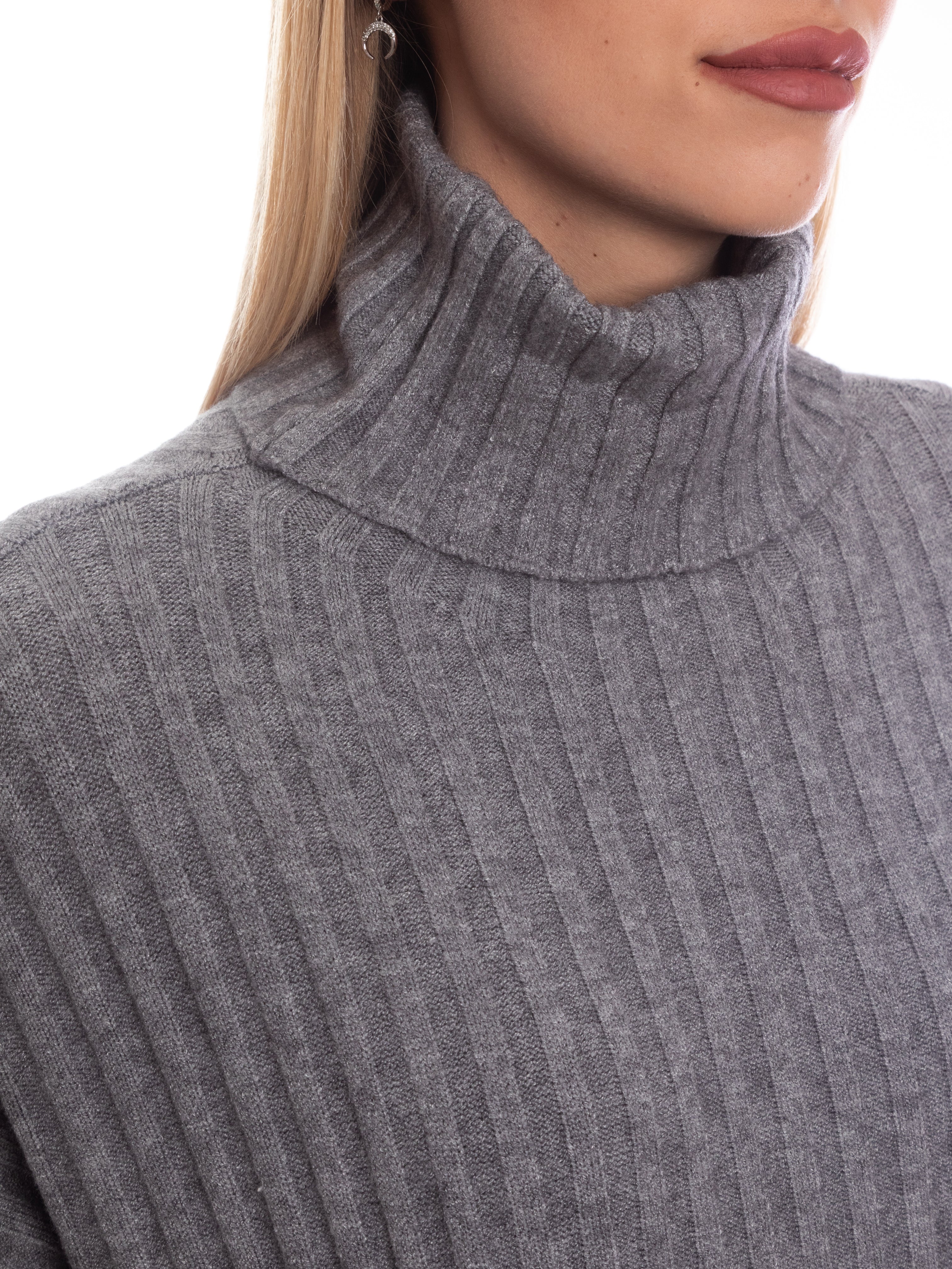 Maglioncino crop collo alto calda viscosa-Pink Babol