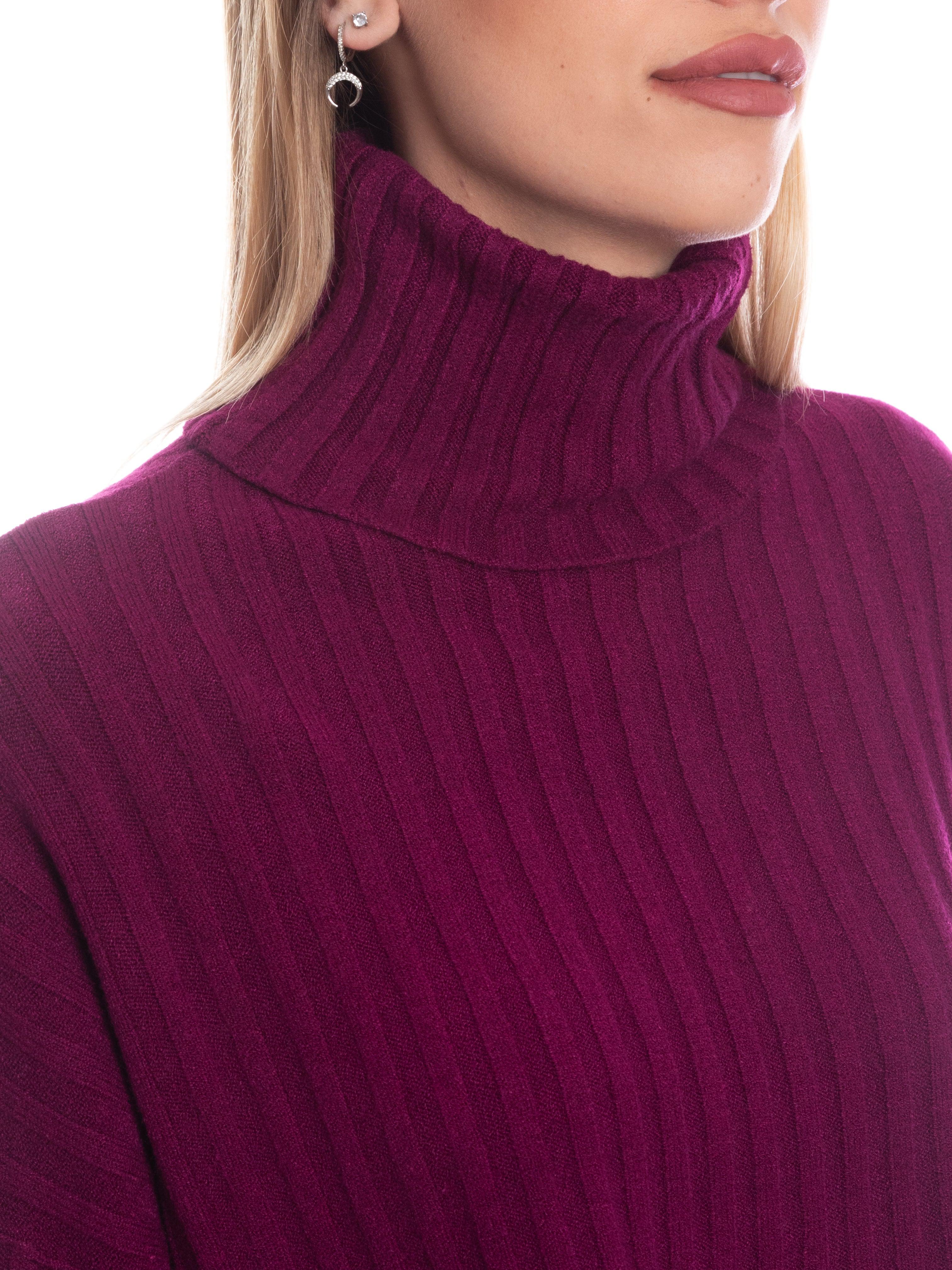 Maglioncino crop collo alto calda viscosa-Pink Babol