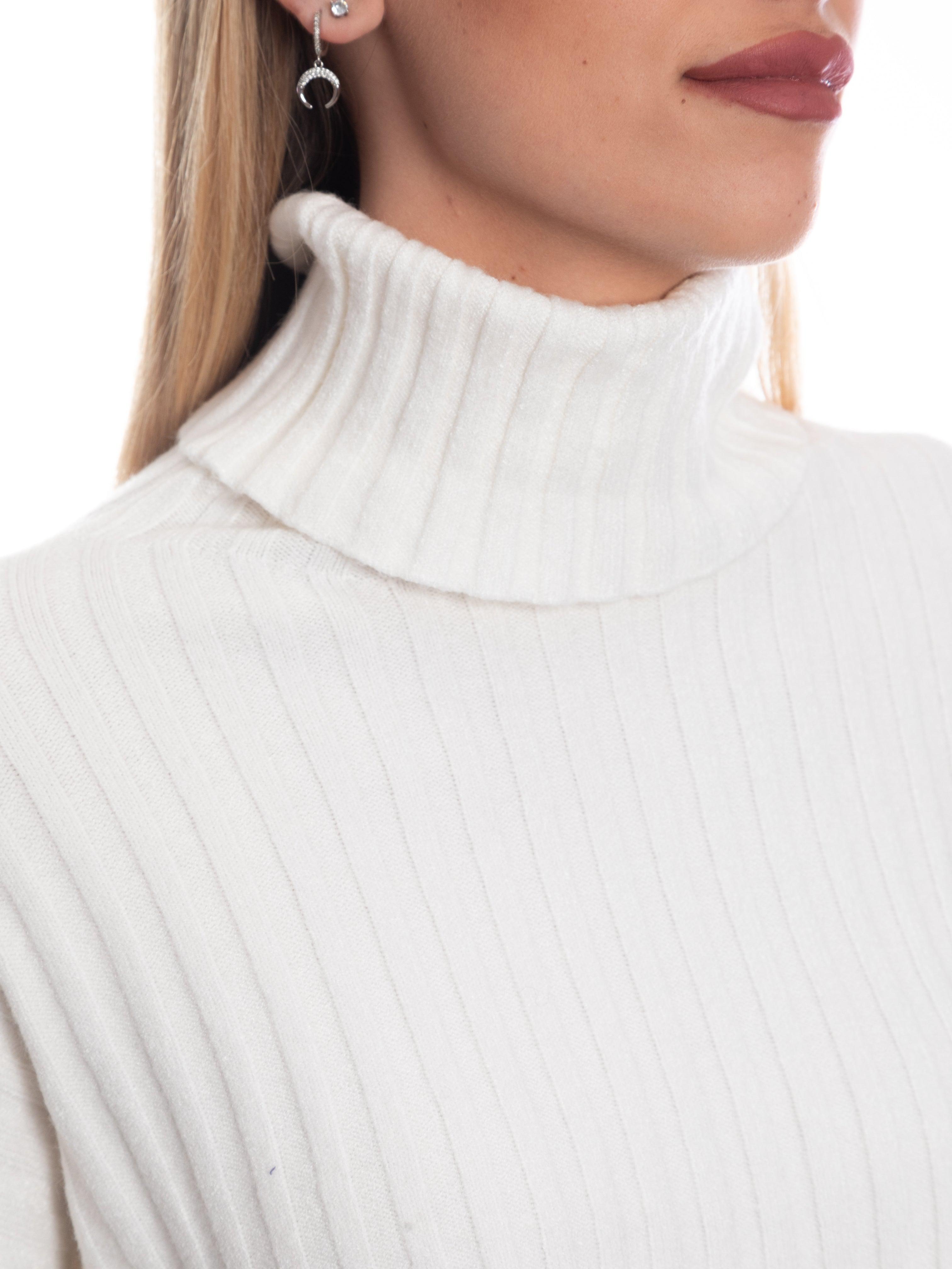 Maglioncino crop collo alto calda viscosa-Pink Babol