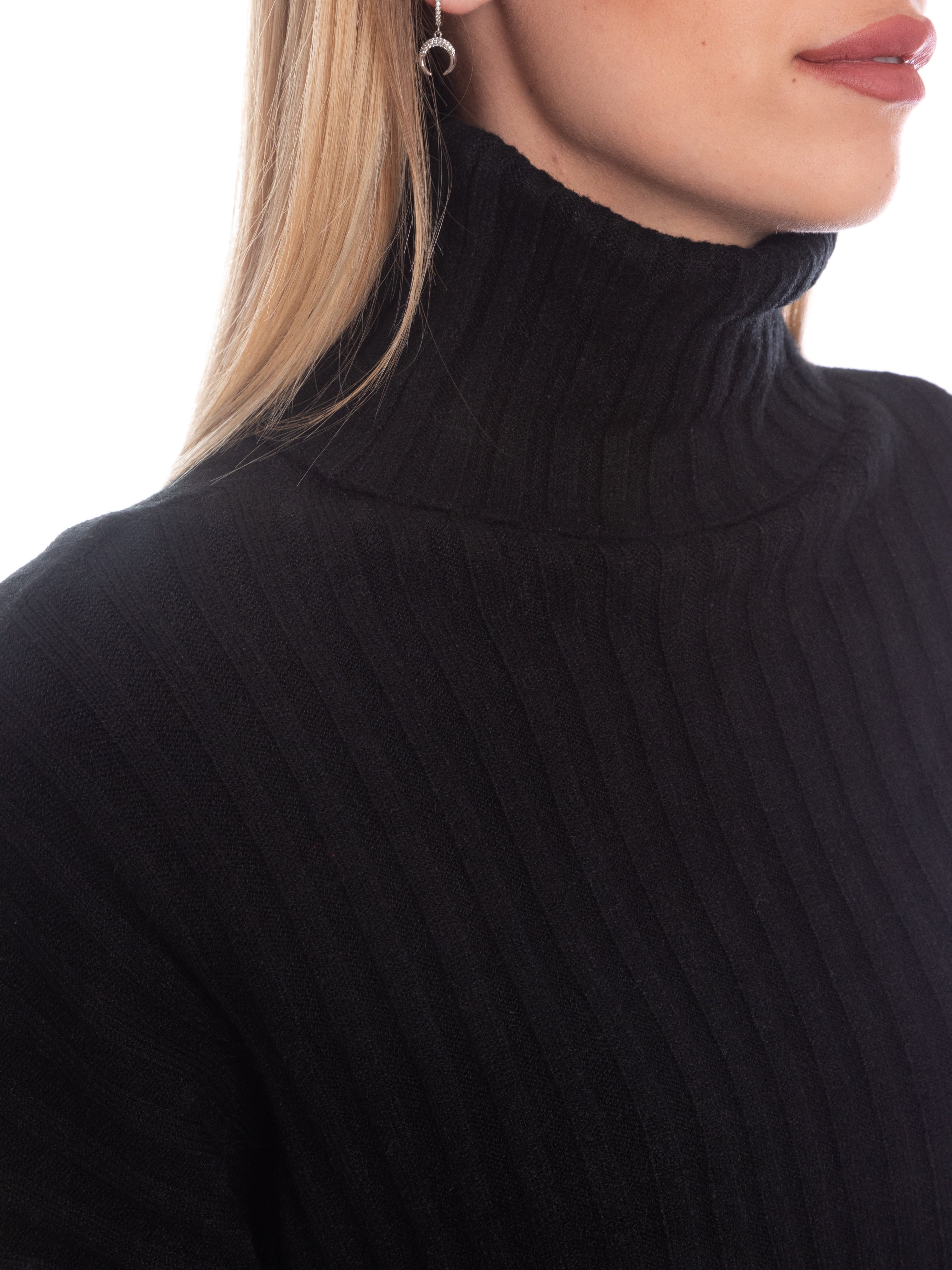 Maglioncino crop collo alto calda viscosa-Pink Babol